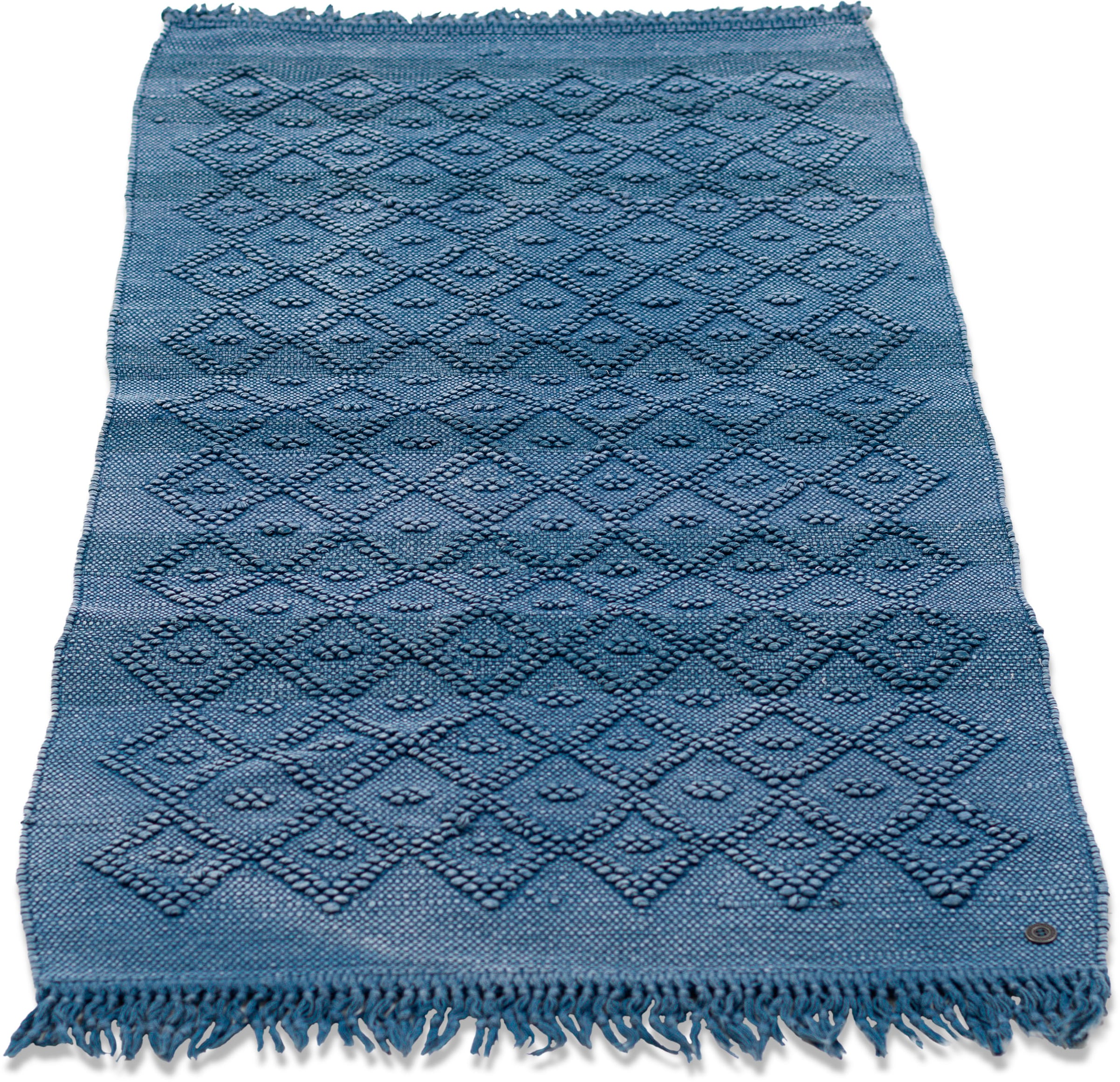 TOM TAILOR HOME Badematte »Vintage Wash« Höhe 6 mm fußbodenheizungsgeeignet Badteppich, Uni Farben, Rauten Muster, mit Fransen, reine Baumwolle