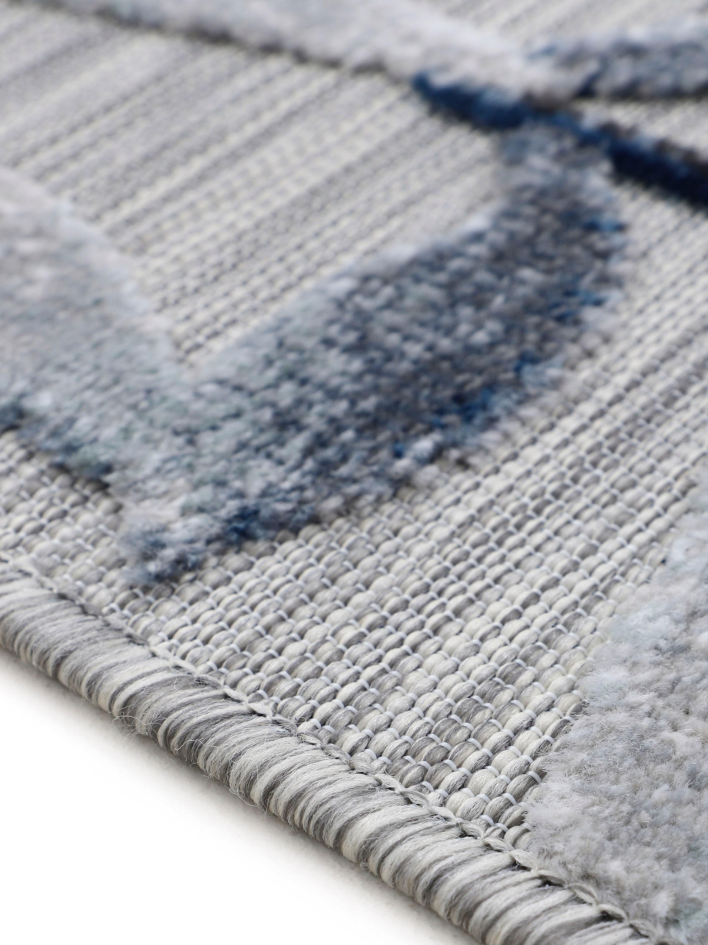 carpetfine Teppich »Deja 100«, rechteckig, 4 mm Höhe, robustes Flachgewebe, Motiv- Floral Palmenblätter, Hoch-Tief Effekt