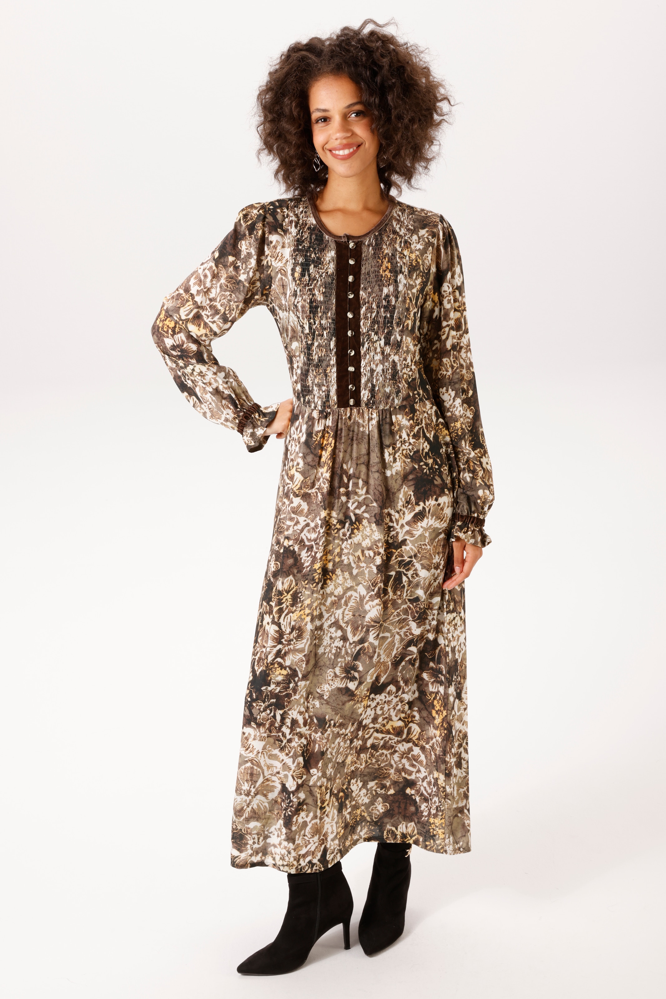 Aniston CASUAL Maxikleid mit farbharmonischen Blumendruck - NEUE KOLLEKTION