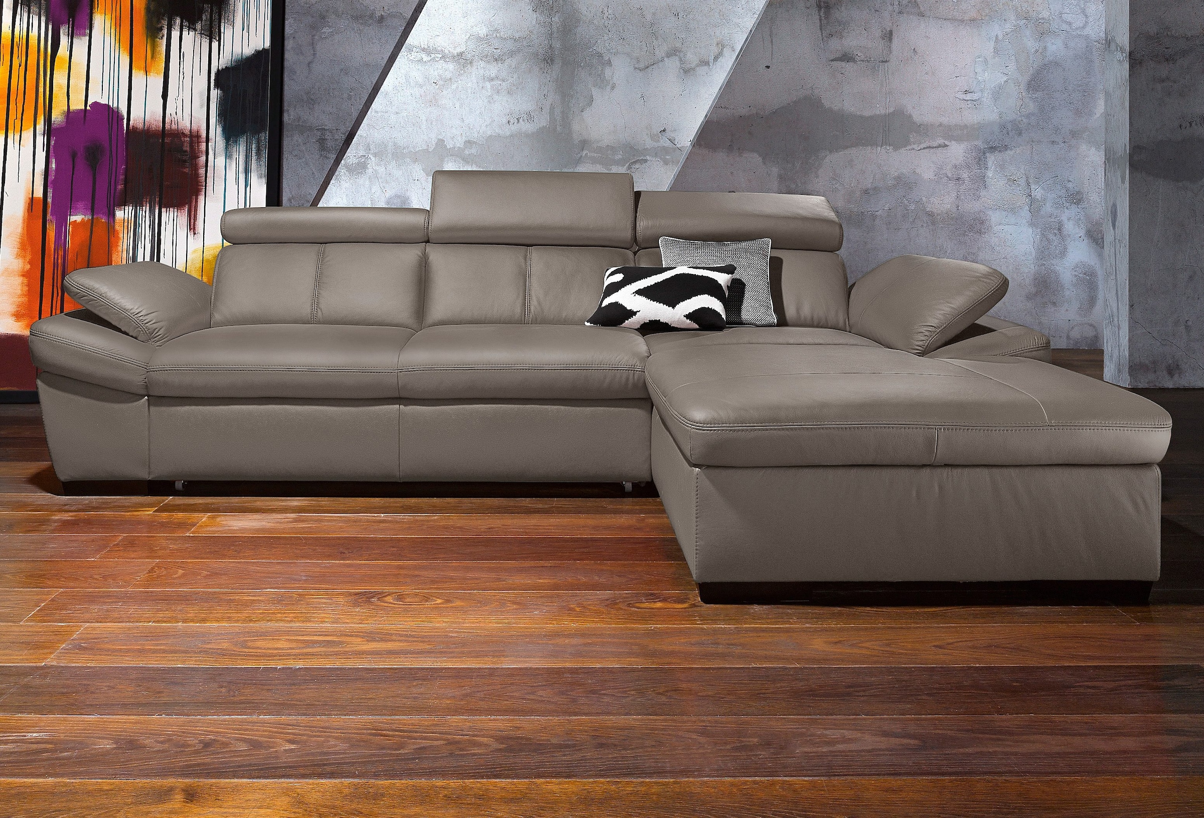 Leder-Ecksofa, Farbe: delfin