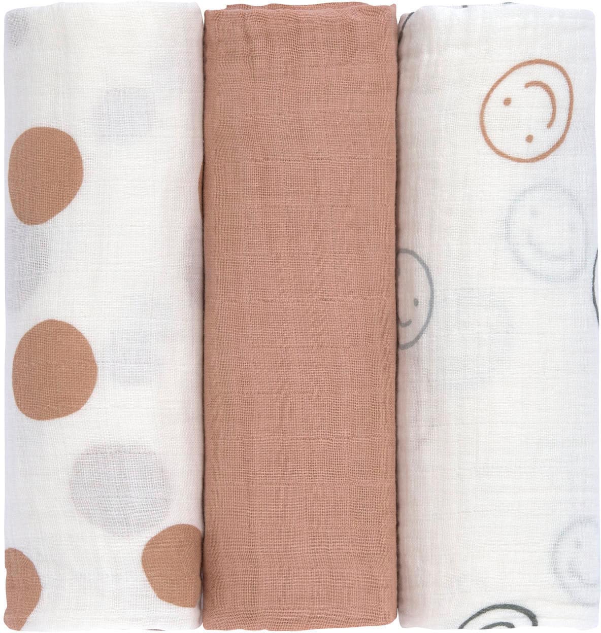 LÄSSIG Stoffwindeln »Mulltuch-Set L, Tiny Smile maple«, (Set, 3 St.)
