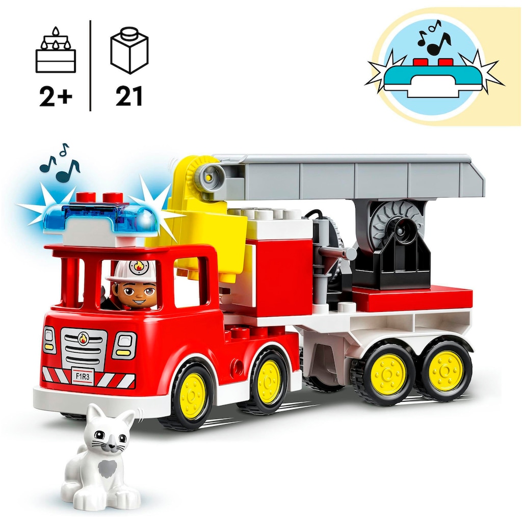 LEGO® Konstruktionsspielsteine »Feuerwehrauto (10969), LEGO® DUPLO«, (21 St.), mit Sirene und Licht; Made in Europe