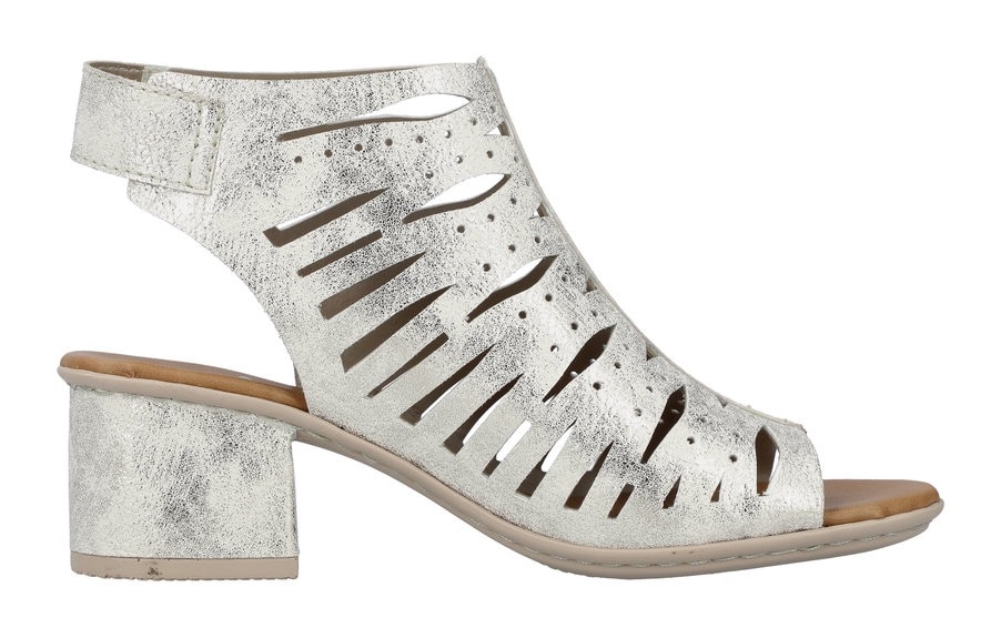 Rieker Sandalette, Sommerschuh, Sandale, Blockabsatz, im Metallic-Look