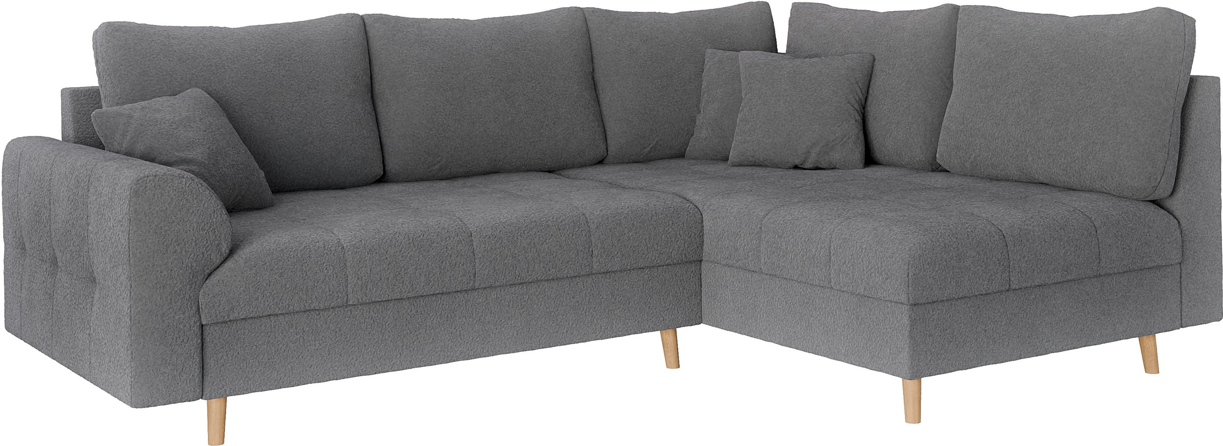 Home affaire Ecksofa »CHARRE L-Form mit Ottomane, Maße B/T/H: 231/161/81 cm«, feine Steppung, lose Rücken- und Zierkissen, auch in Cord und Bouclé