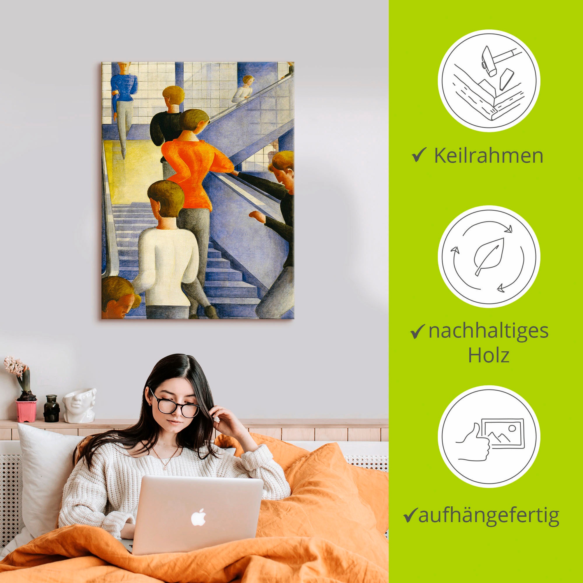 Artland Leinwandbild »Bauhaustreppe. 1932« Gruppen & Familien 1 Stk. tlg. auf Holzrahmen gespannt