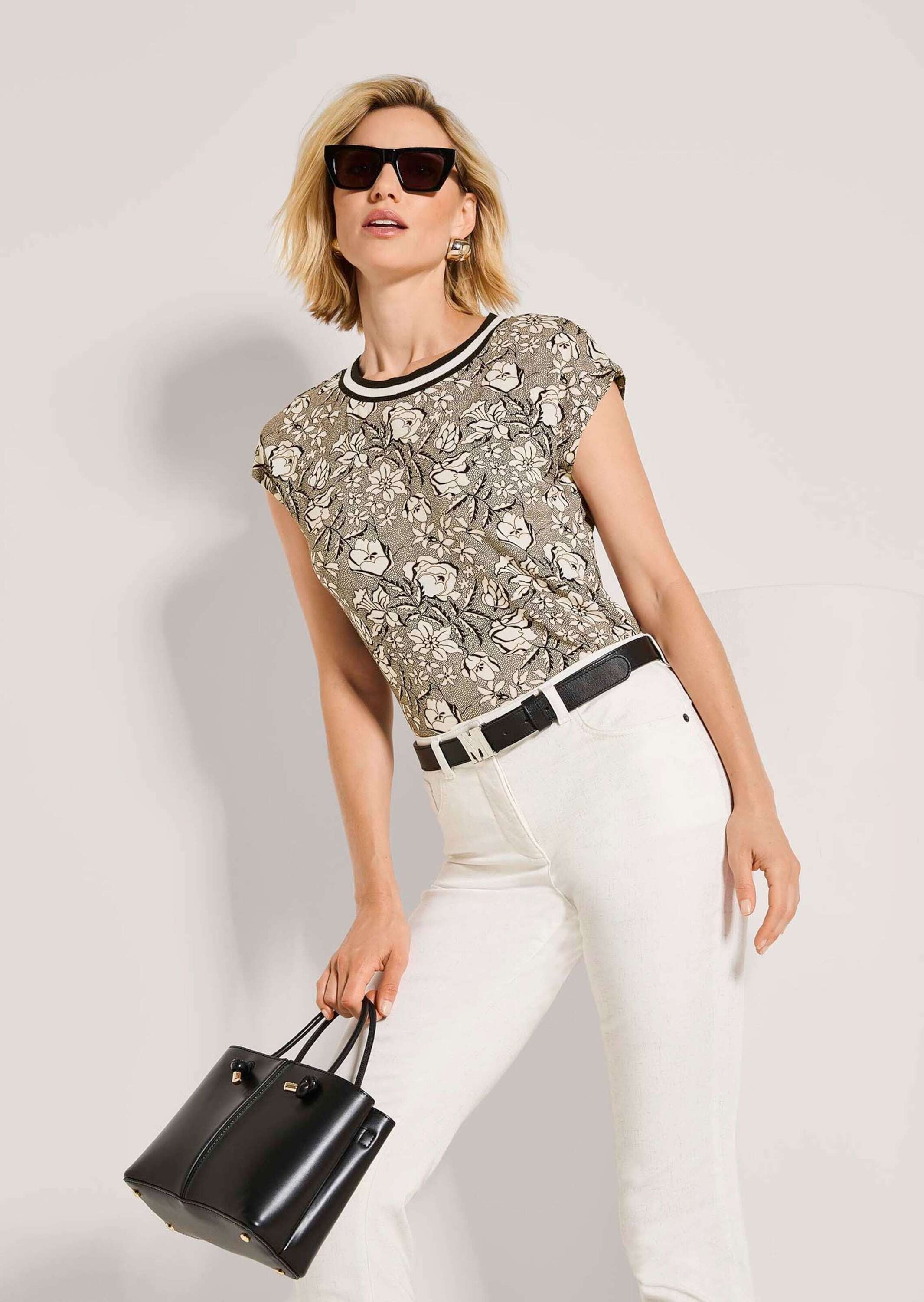 MADELEINE Kurzarmshirt »Shirt Kurzarm Shirt mit All-Over-Print« Ringelblende