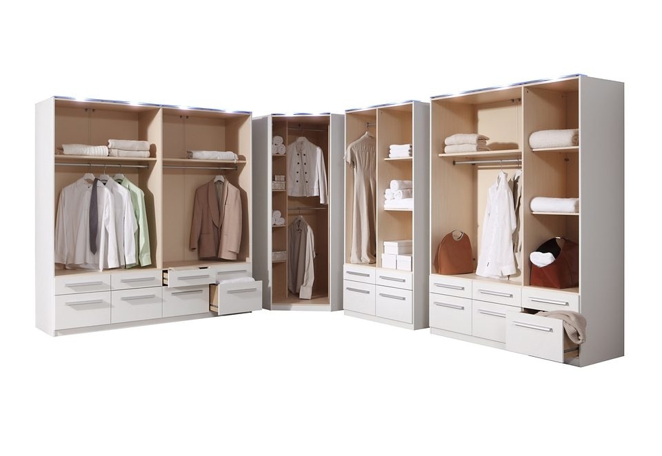 priess Kleiderschrank »Schrank Garderobe Wäscheschrank Barcelona in 5 Breiten«, viel Stauraum, geräumige Schubkästen, mit Spiegel, MADE IN GERMANY