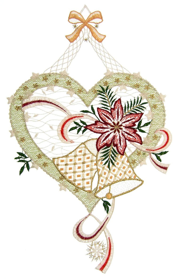 W. Reuter & Sohn - Plauener Spitze® Fensterbild »Fensterbild "Weihnachtsliebe" farbig«