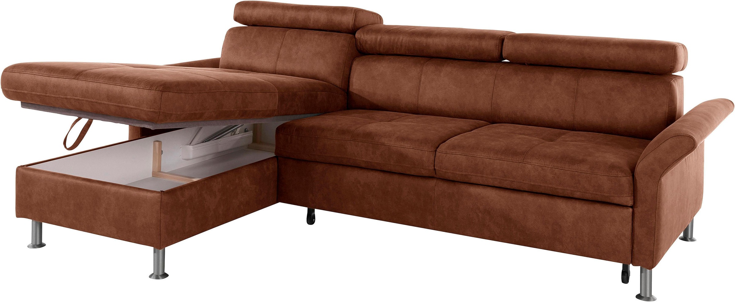 exxpo - sofa fashion Ecksofa »Maretto, bequem und komfortabel, L-Form«, inkl. Kopf- bzw. Rückenverstellung, wahlweise mit Bettfunktion