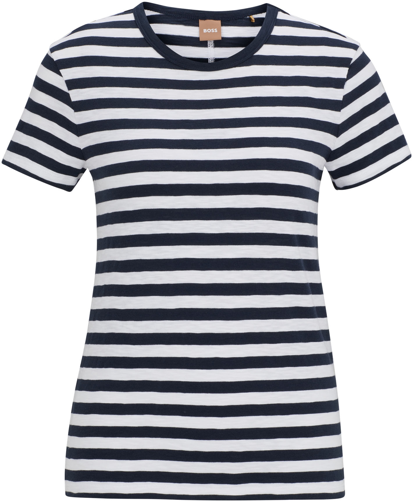 BOSS ORANGE T-Shirt »Esla Striped Premium Damenmode«, Premium Damenmode, im gestreiften Design