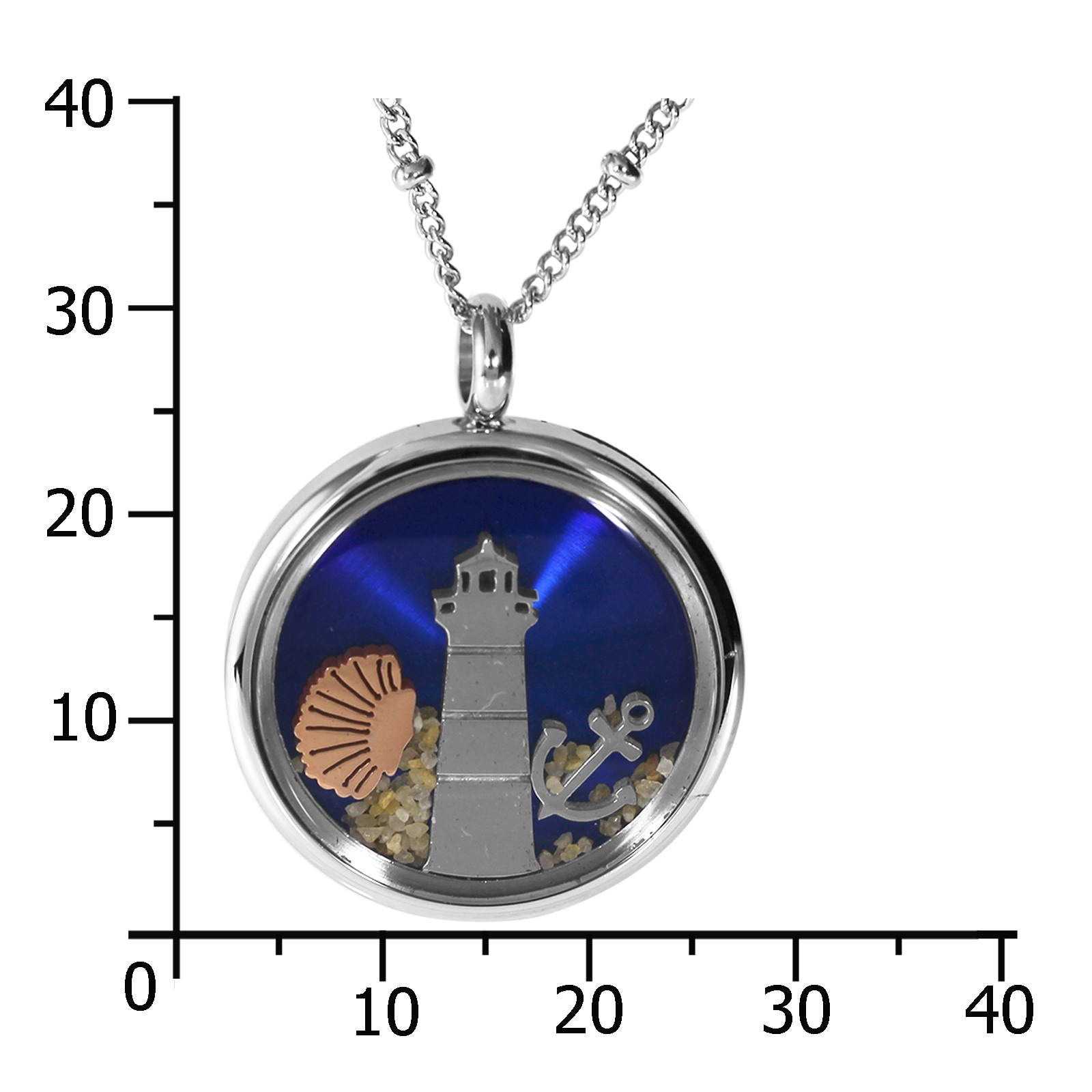 OSTSEE-SCHMUCK Kette mit Anhänger »- Leuchtturm 23 mm blau - Edelstahl - ohne Stein«