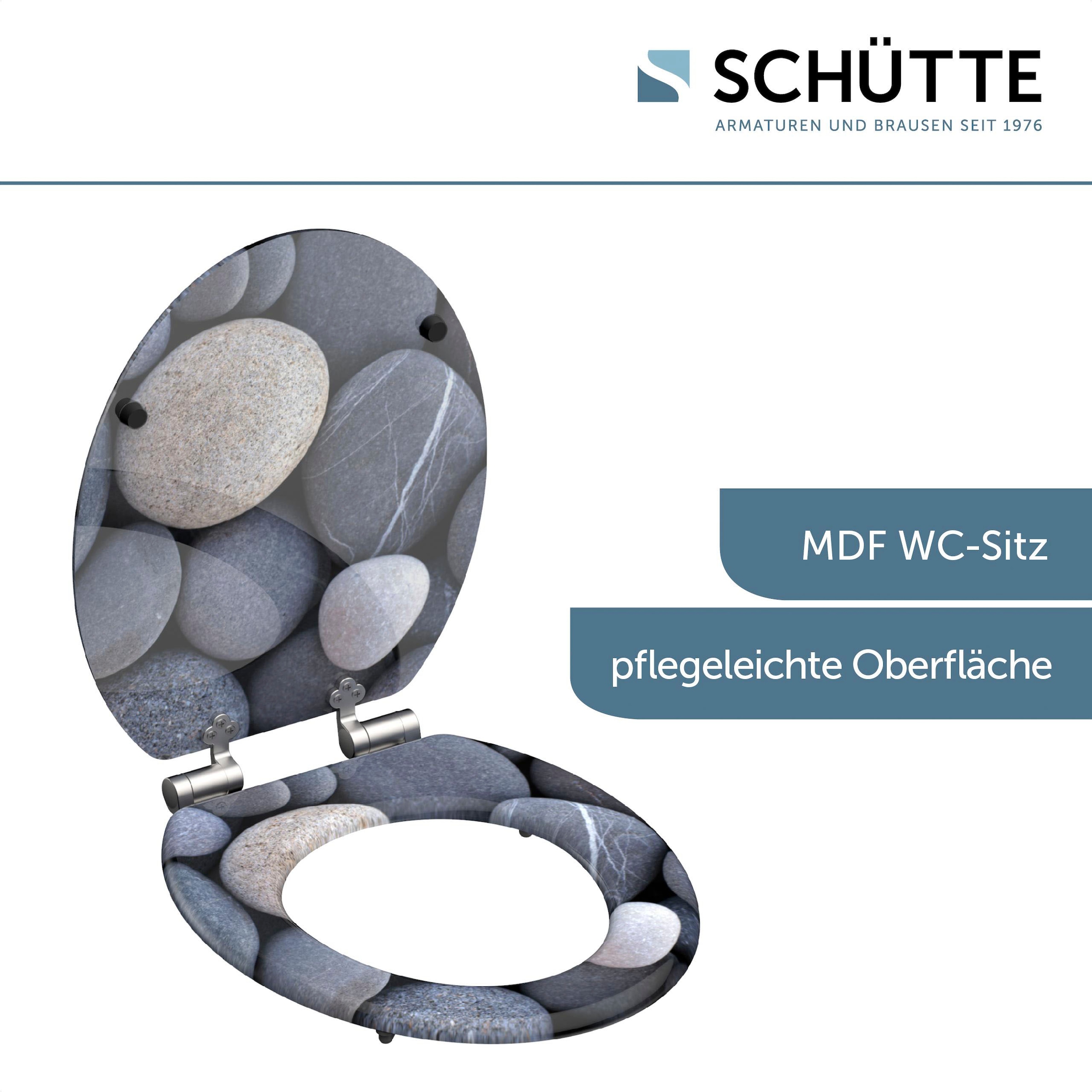 Schütte WC-Sitz »GREY STONES«, mit Absenkautomatik und Holzkern, MDF