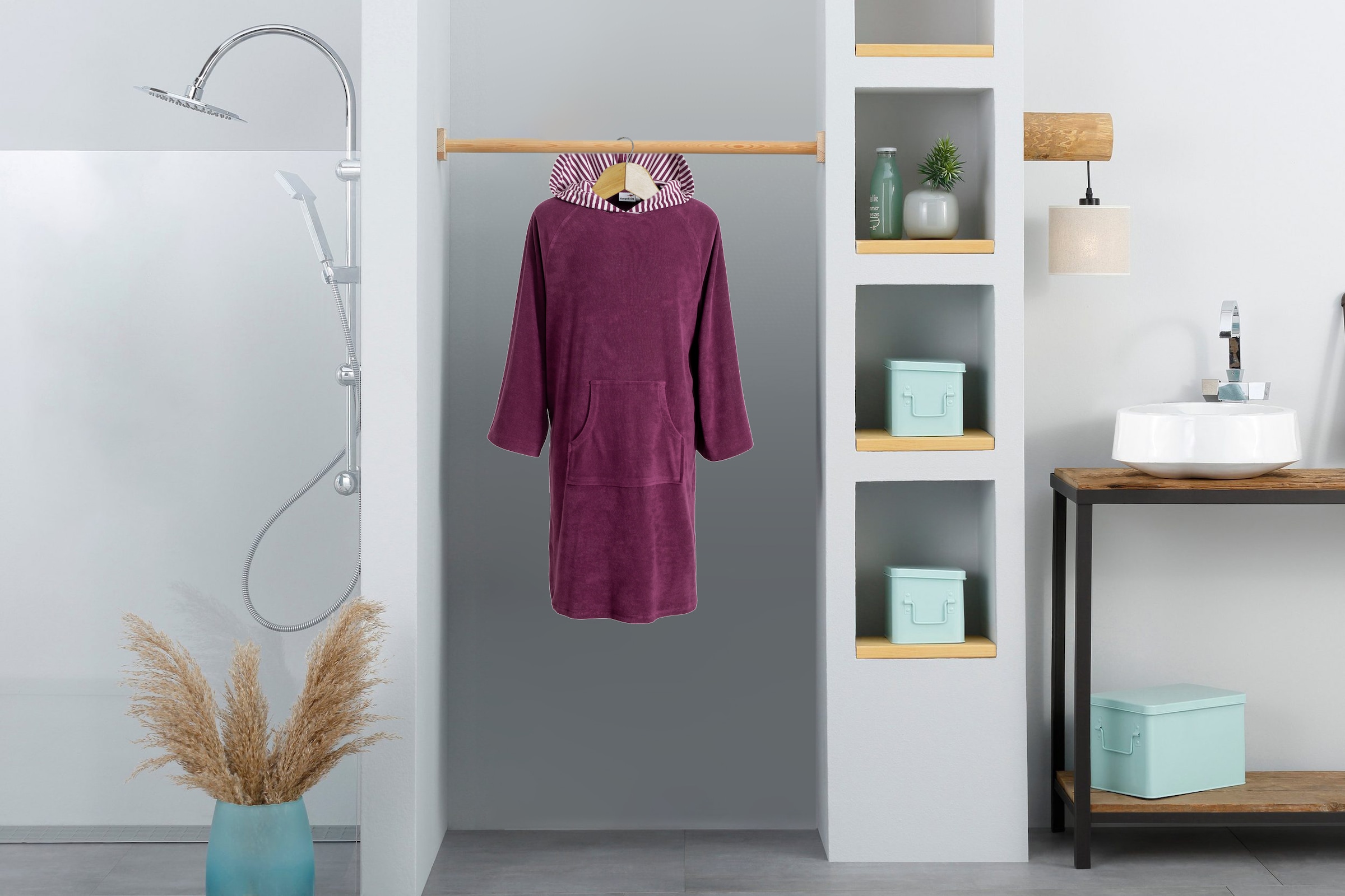 KangaROOS Badeponcho »Dalia Surfponcho, ideal für Sauna, Spa & im Urlaub« 1 Stk. weich, Uni-Farben mit Streifen, leicht, Unisex, für Damen und Herren