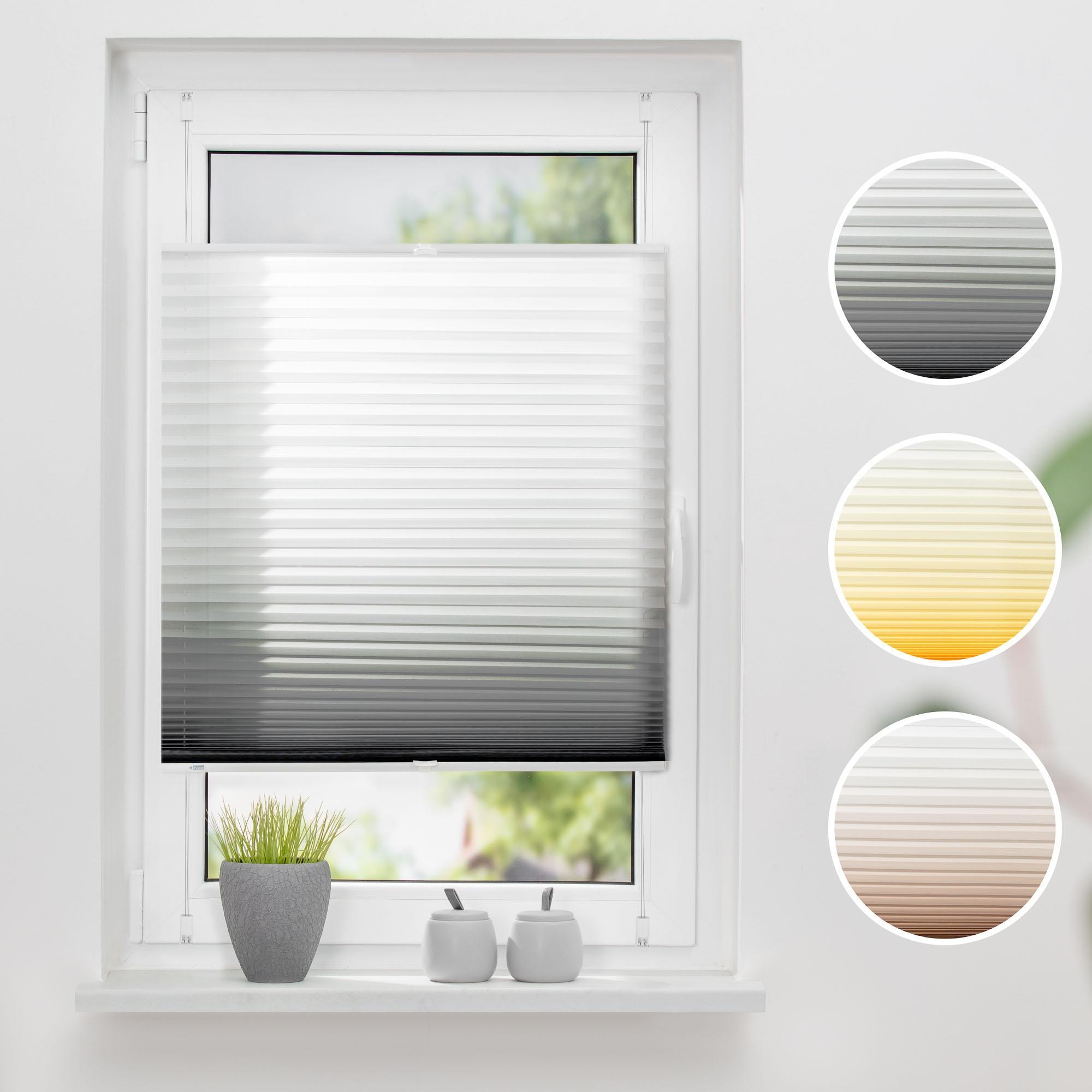 K-Home Plissee »Farbverlauf Sunrise« Lichtschutz ohne Bohren verspannt in grau