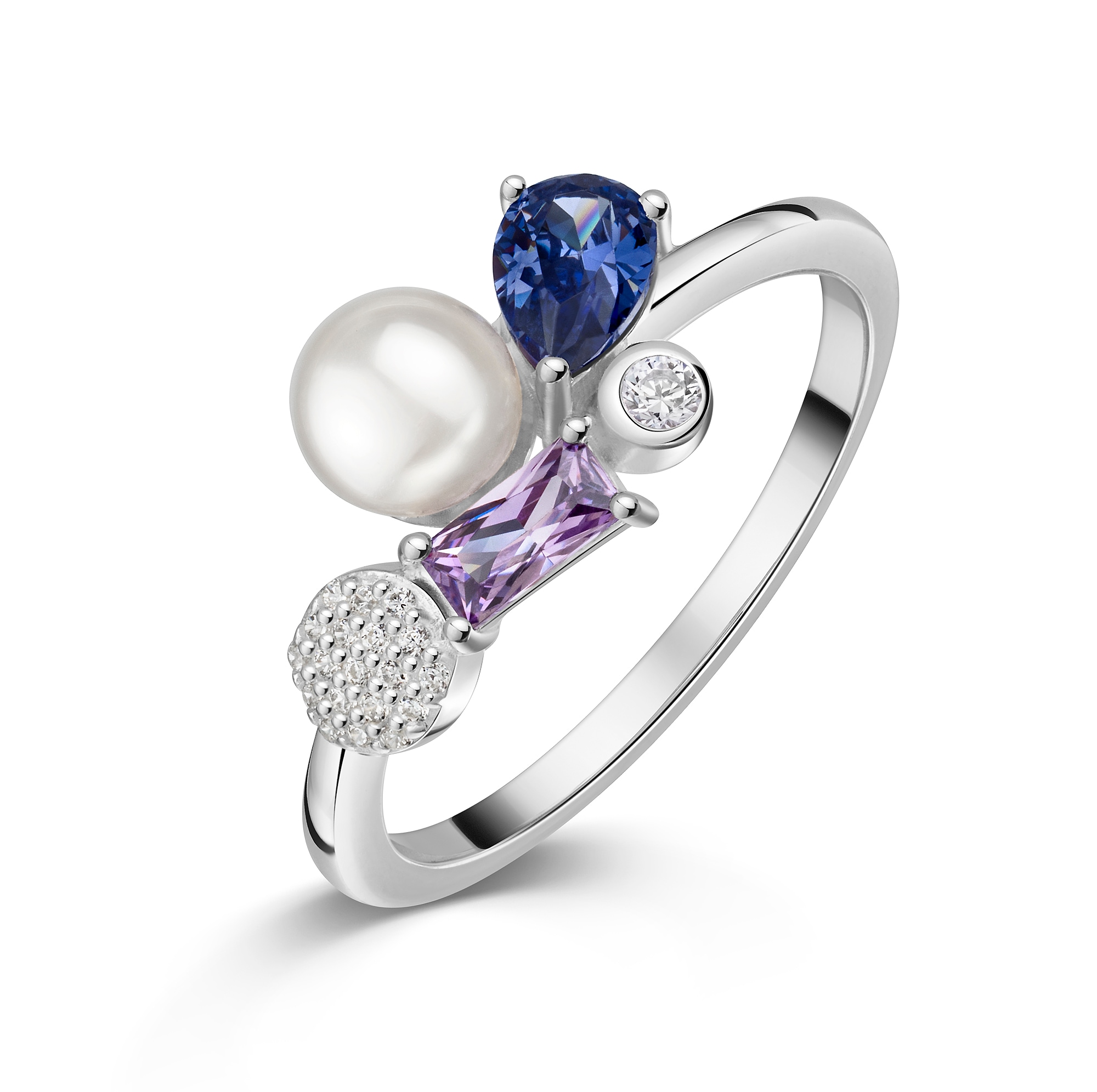 Firetti Fingerring »Schmuck Geschenk Silber 925 Damenring Ring Baguette Kreis Tropfen« mit Zirkonia (synth.) - mit Süßwasserzuchtperle