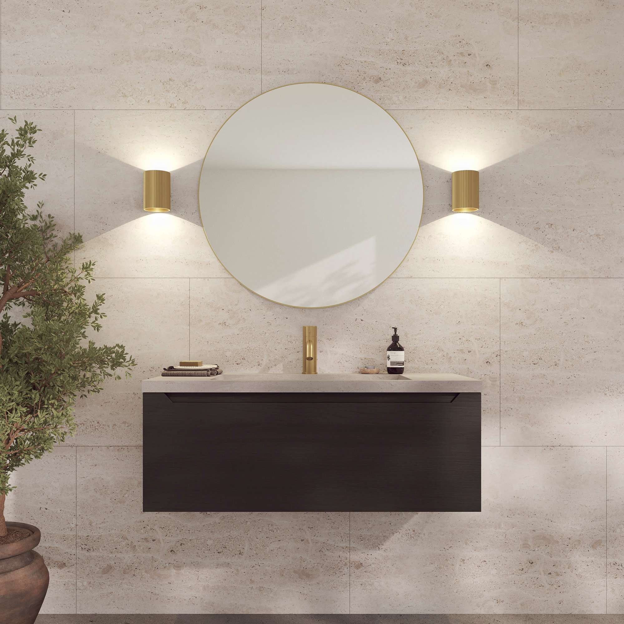 Loevschall Wandspiegel »Refine Wandspiegel rund – stilvoller Designspiegel mit edlem Rahmen,«, in mehreren Größen & Farben für Bad, Schlafzimmer & Flur