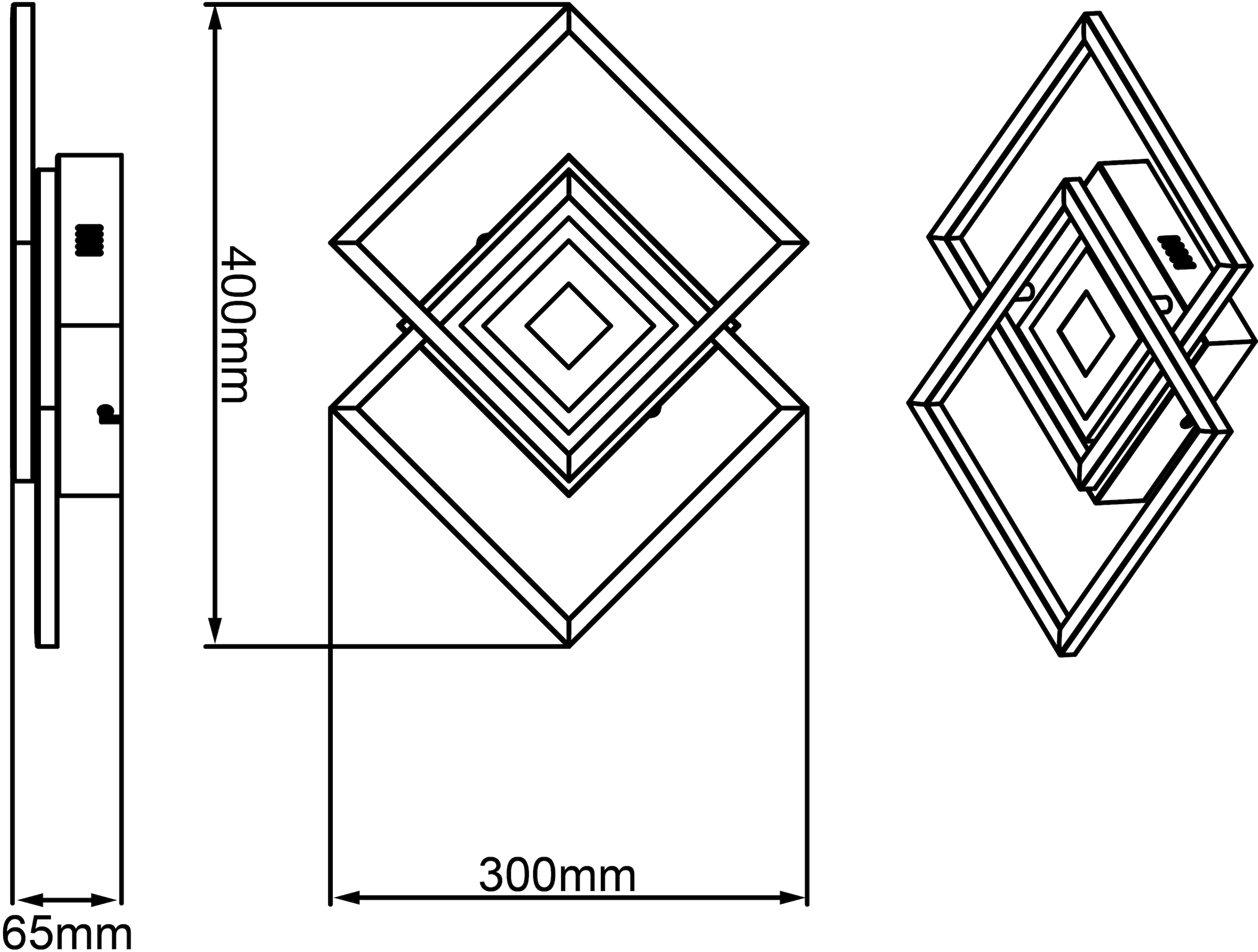 Brilliant LED Deckenleuchte »Metis«, 1 flammig, Leuchtmittel LED-Modul | LED fest integriert, 40 x 30 cm, 3-Stufen dimmbar, 3600 lm, warmweiß, Metall, schwarz