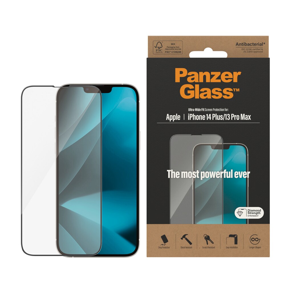 PanzerGlass Displayschutzglas »Screen Protector für iPhone 14 Plus/13 Pro Max Ultrawide«, für Apple iPhone 14 Plus-Apple iPhone 13 Pro Max