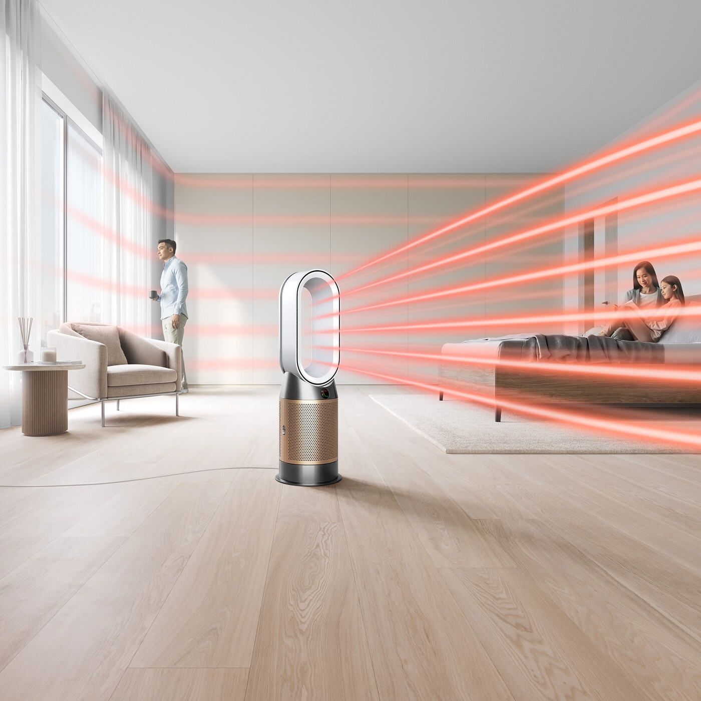 DYSON Kombigerät Luftreiniger, Ventilator und Heizlüfter »Purifier Humidify+Cool Formaldehyde™ (Weiß/Gold)«