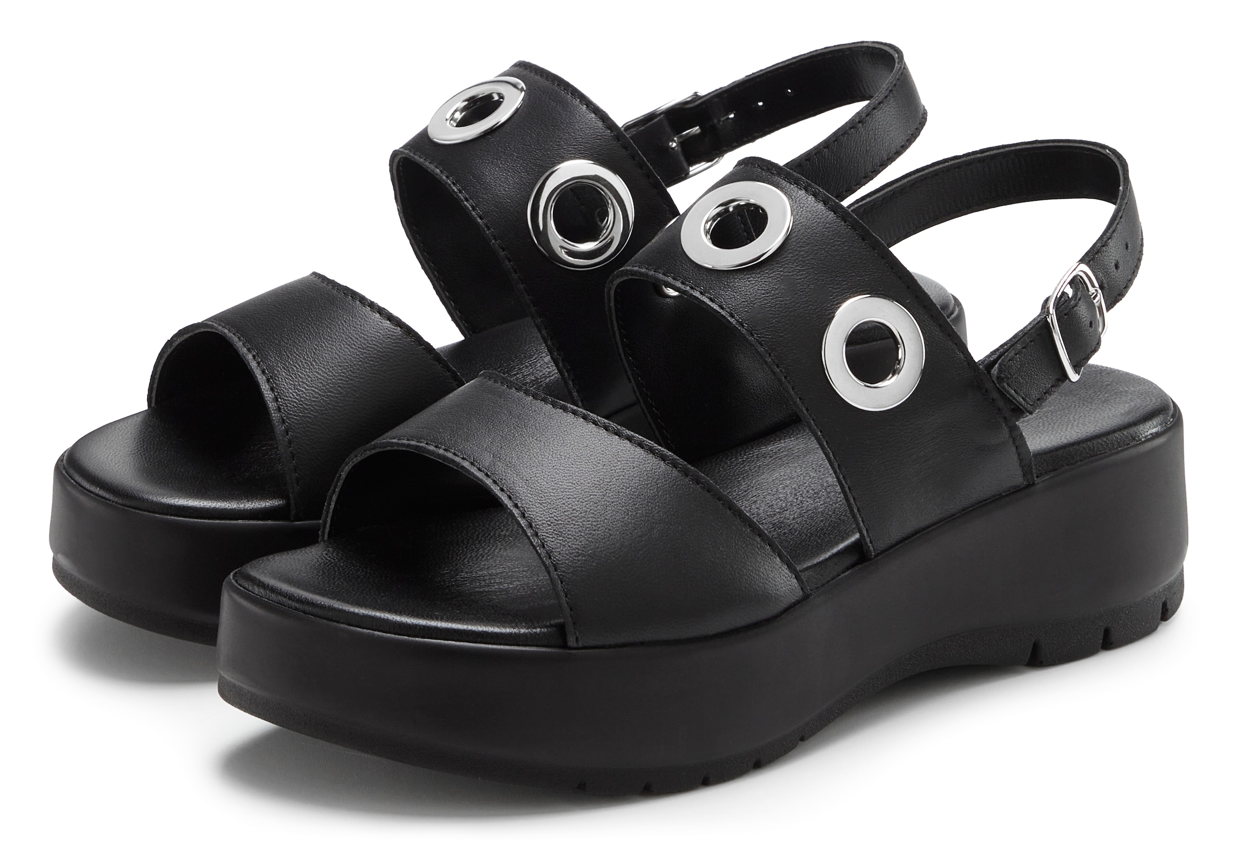 French Connection Sandalette »Sandale, Ledersandale, offener Schuh, Sommerschuhe, Ledersandalette«  NEU aus Leder mit modisch bequemer Plateausohle
