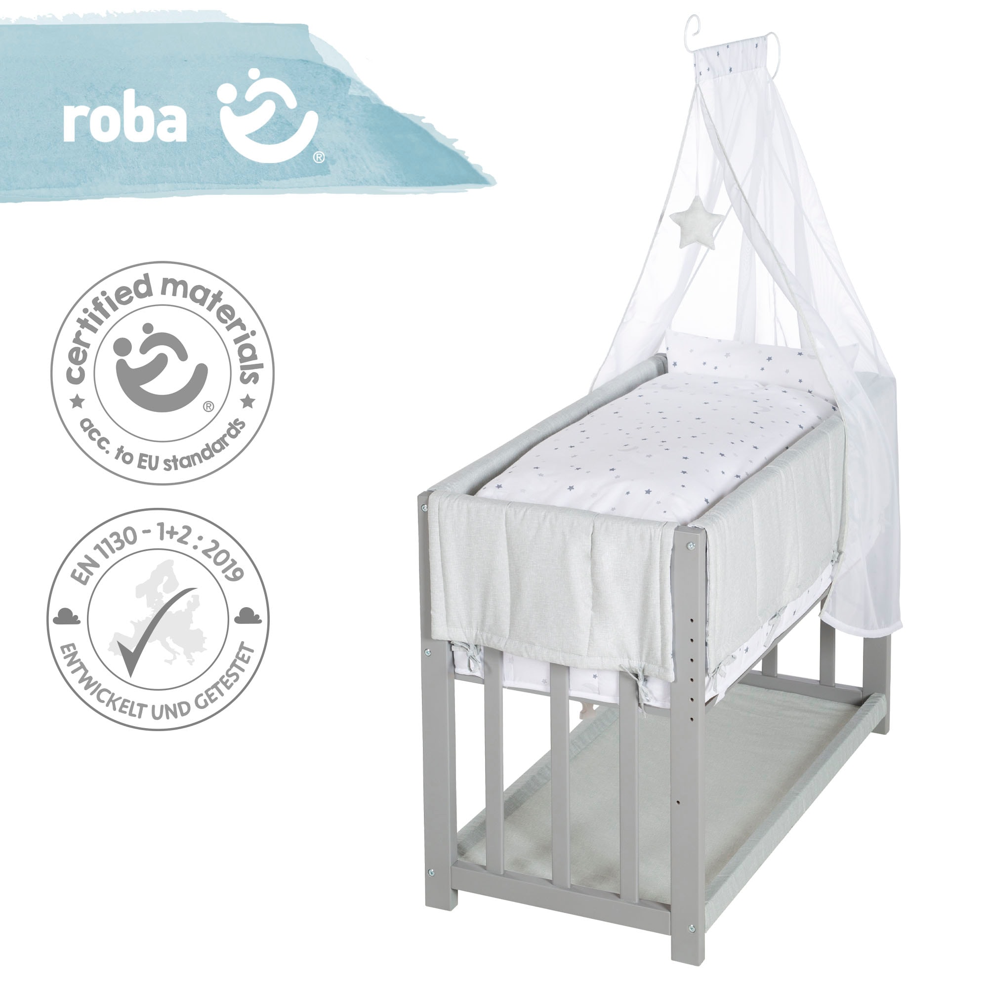 roba® Stubenbett »3in1, Sternenzauber, taupe«, zu Elternbett oder Bank umbaubar