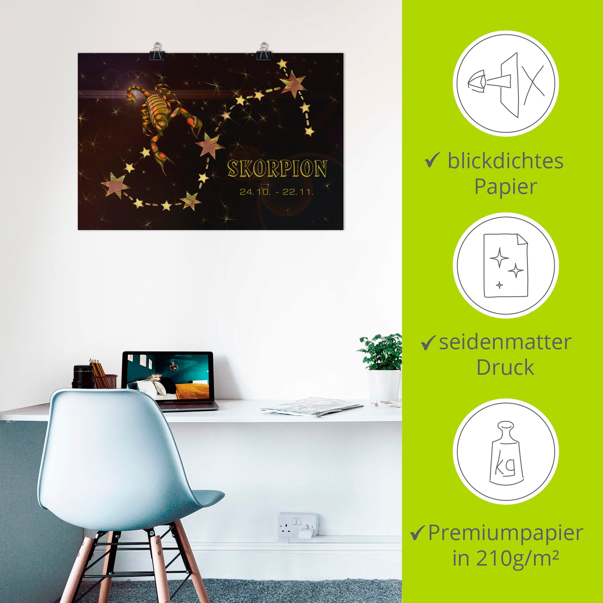 Artland Wandbild »Sternzeichen - Skorpion« Bilder von Sternzeichen 1 Stk. tlg. als Leinwandbild, Poster in verschied. Größen