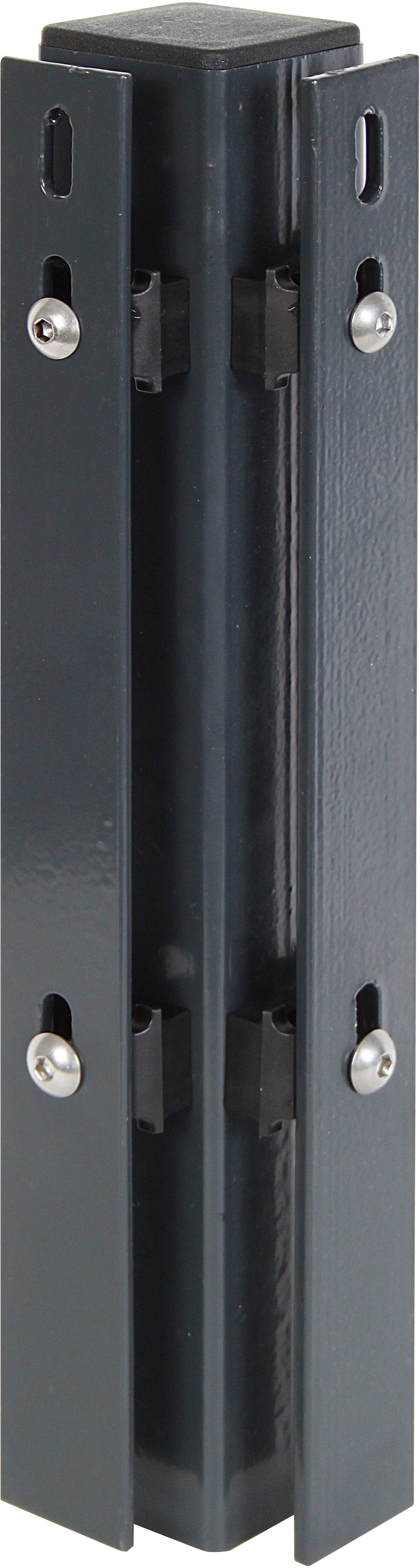 Alberts Eckpfosten 60x60 mm für Doppelstabmattenzaun, 225 cm, mit Flacheisen