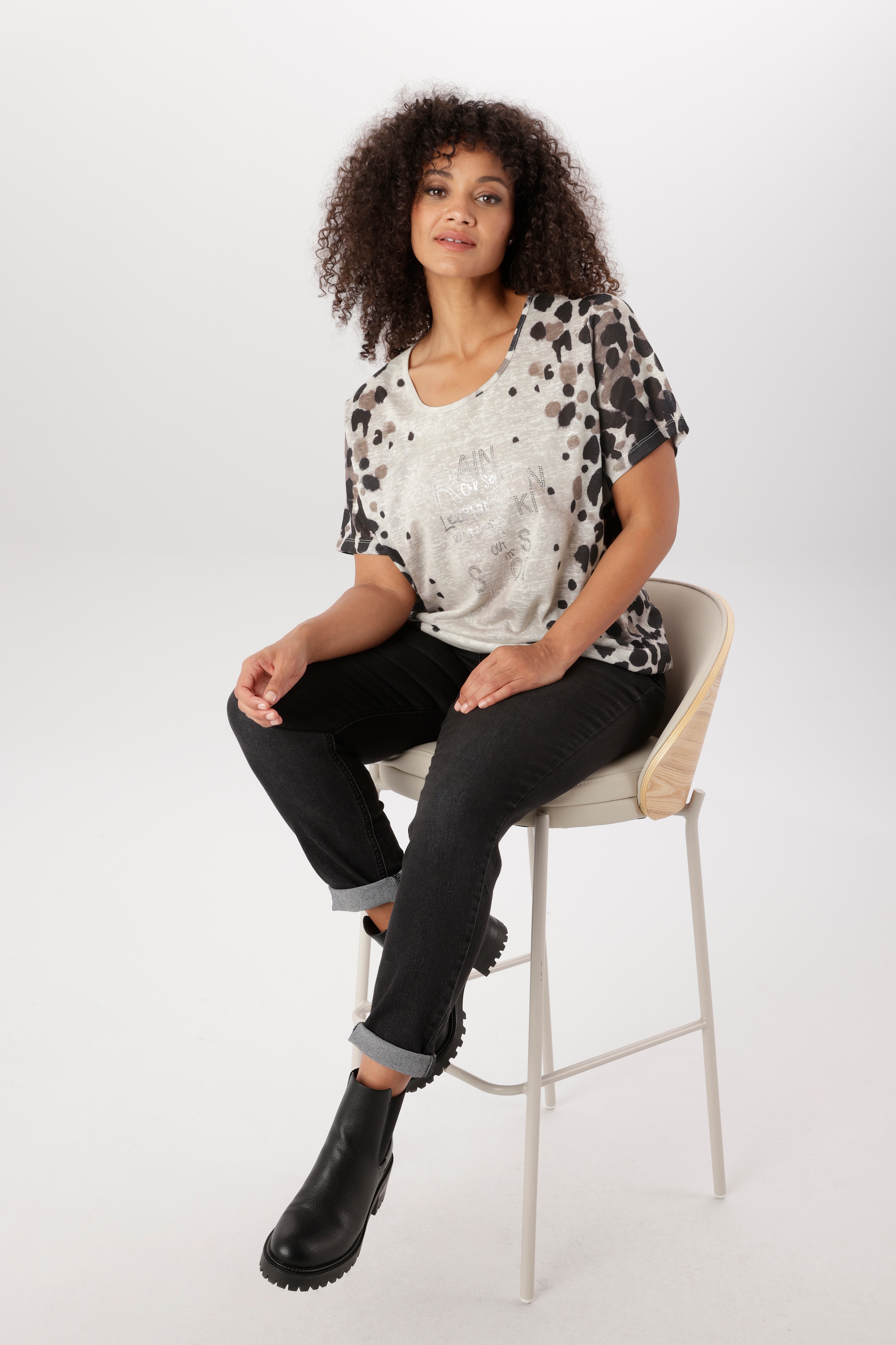 Aniston PLUS T-Shirt in Leinenoptik - NEUE KOLLEKTION