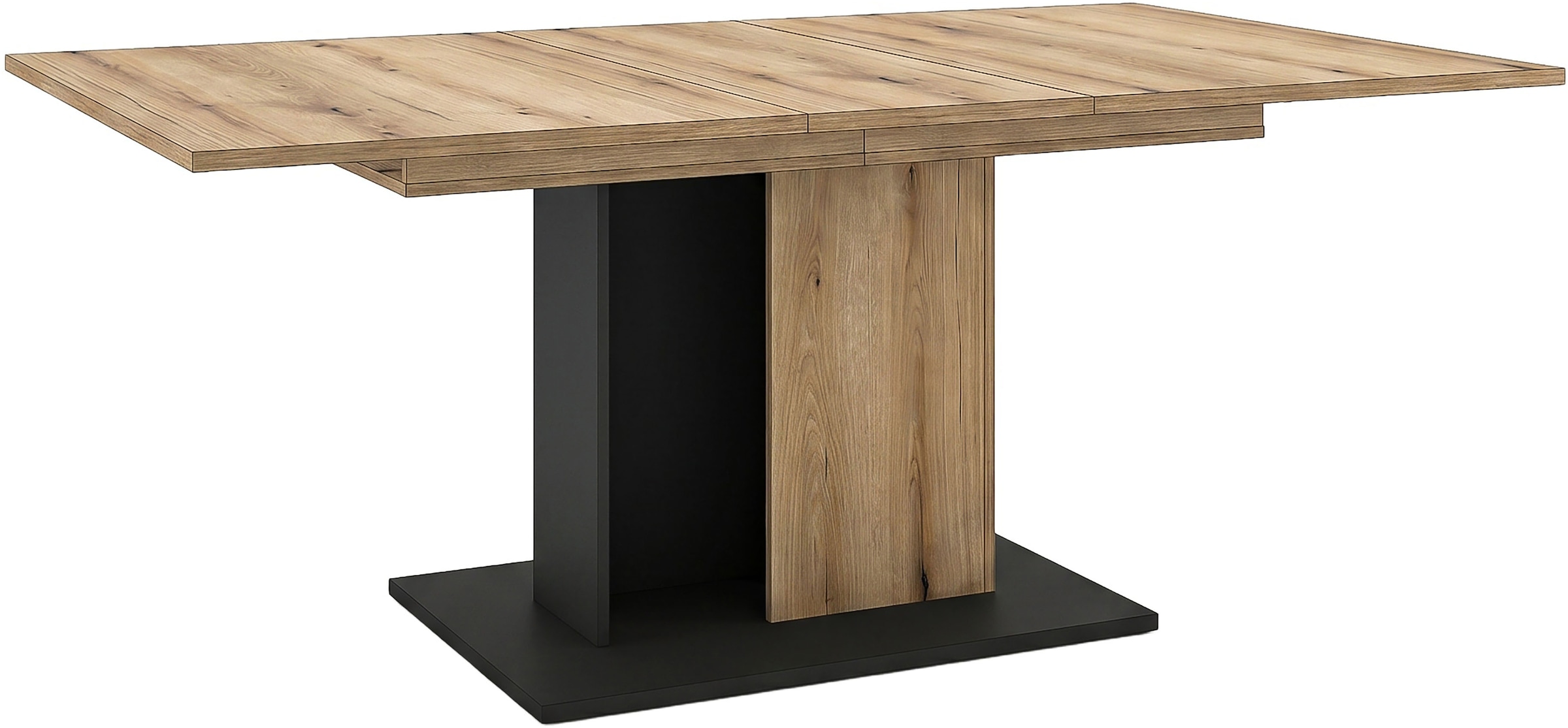 OTTO home Esstisch »MONOLITH, ausziehbar 150 -230 cm, inklusive 2x 40 cm Einlegeplatte« Doppelsäulen-Gestell mit Bodenplatte, Tisch, Küchentisch, Esszimmer