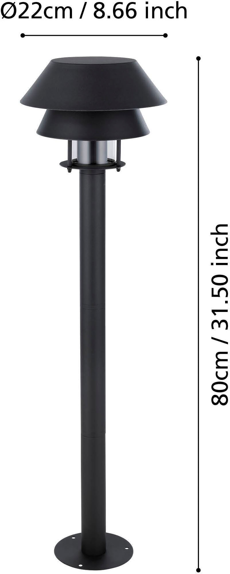 EGLO LED Außen-Stehlampe »Chappera Stehlampe, Außenleuchte aus Metall und Glas, E27, IP65, Lampe« E27 1 Stk. Stehleuchte - H80 x Ø22 cm - schwarz, weiß - 1X40W exkl.