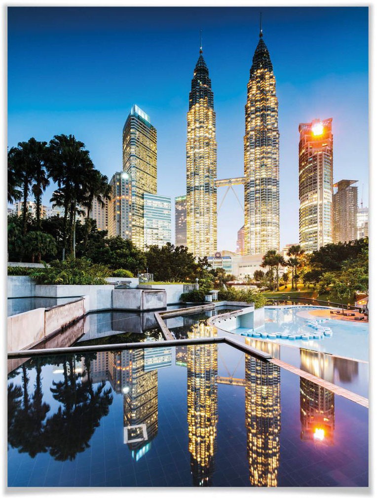 Wall-Art Poster »Petronas Towers Nacht«, Gebäude, (1 St.), Poster, Wandbild, Bild, Wandposter