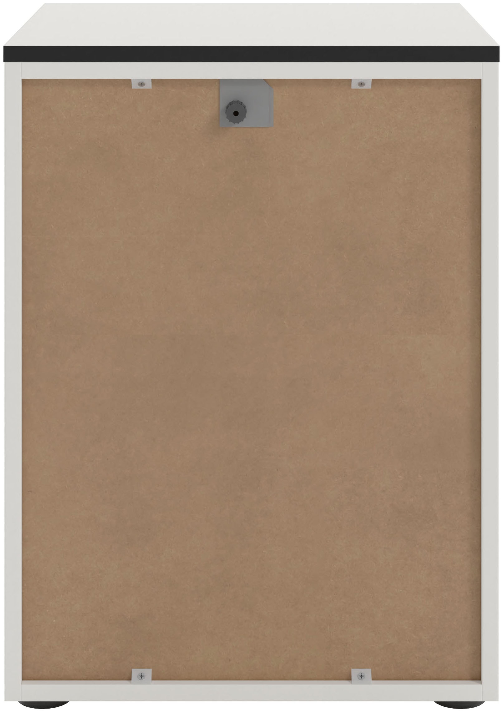 Manjana Möbel Nachtkommode »mit Schwarz matten Metallgriffen« mit Soft-Close-Funktion, mit Vollauszug, melaminbeschichtet