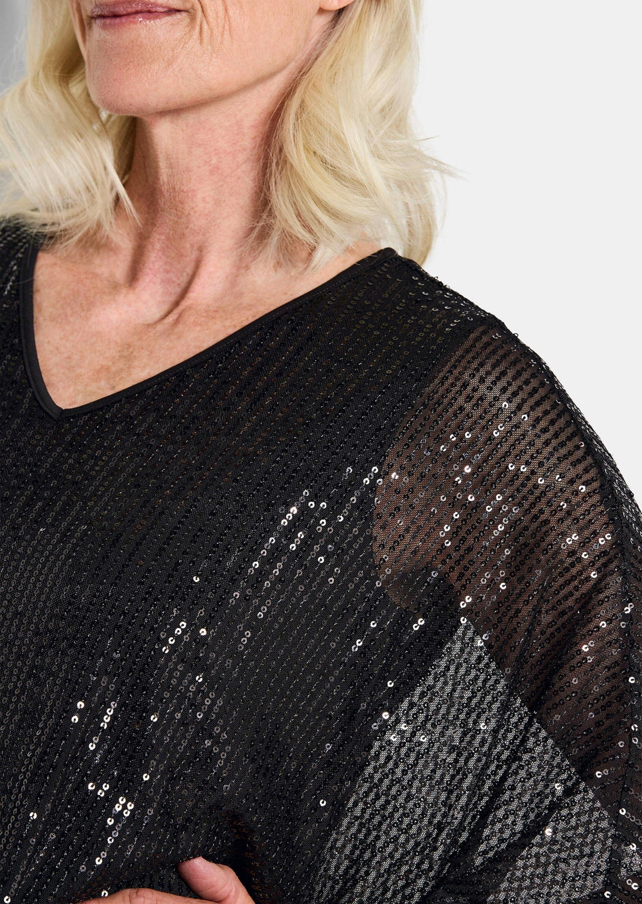 GOLDNER Kurzarmshirt »Shirt mit Pailletten«