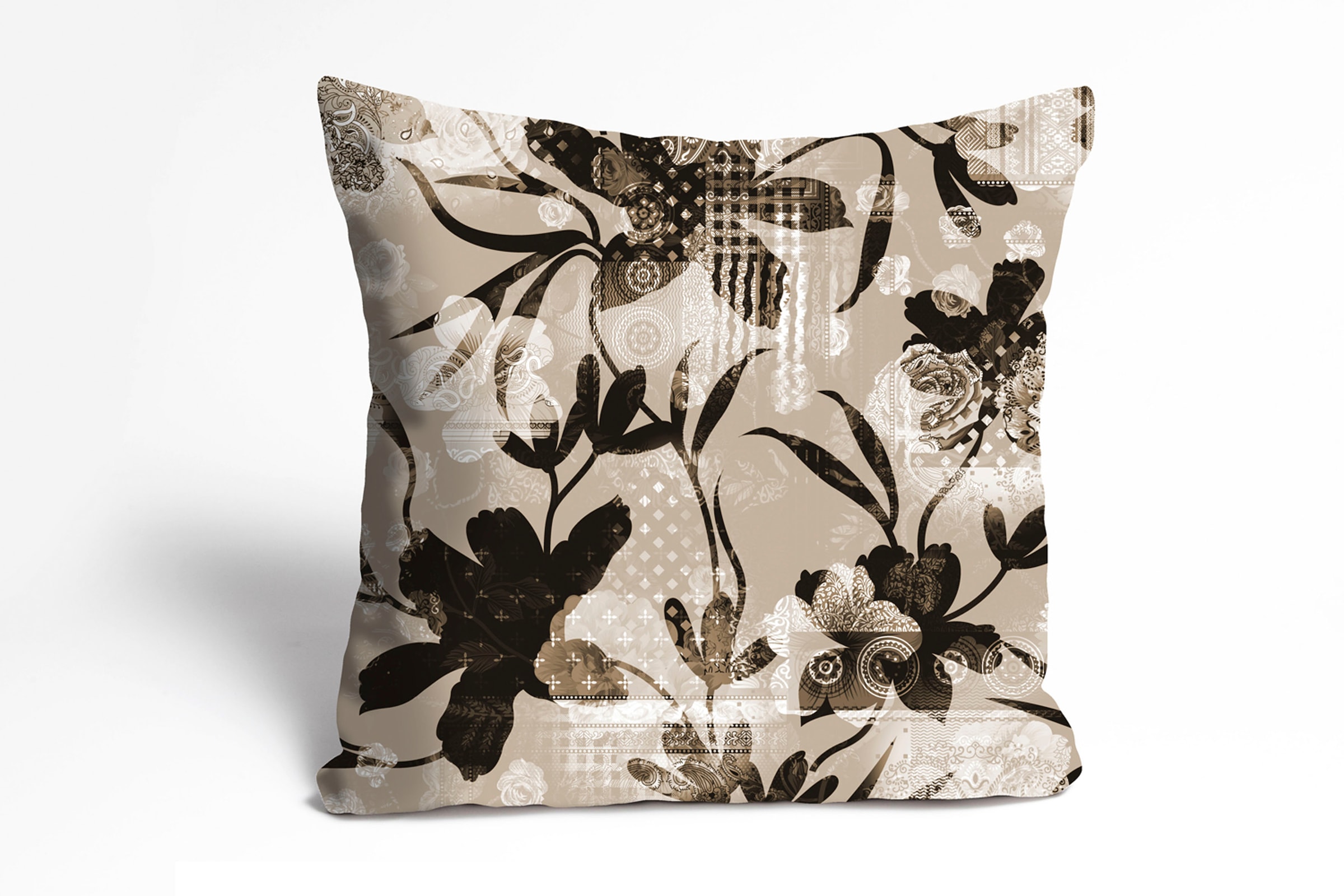 queence Dekokissen »Fausto«, Kissenhülle,Blumenmuster,Beige,Zart,Elegant,Vintage,Natürlich