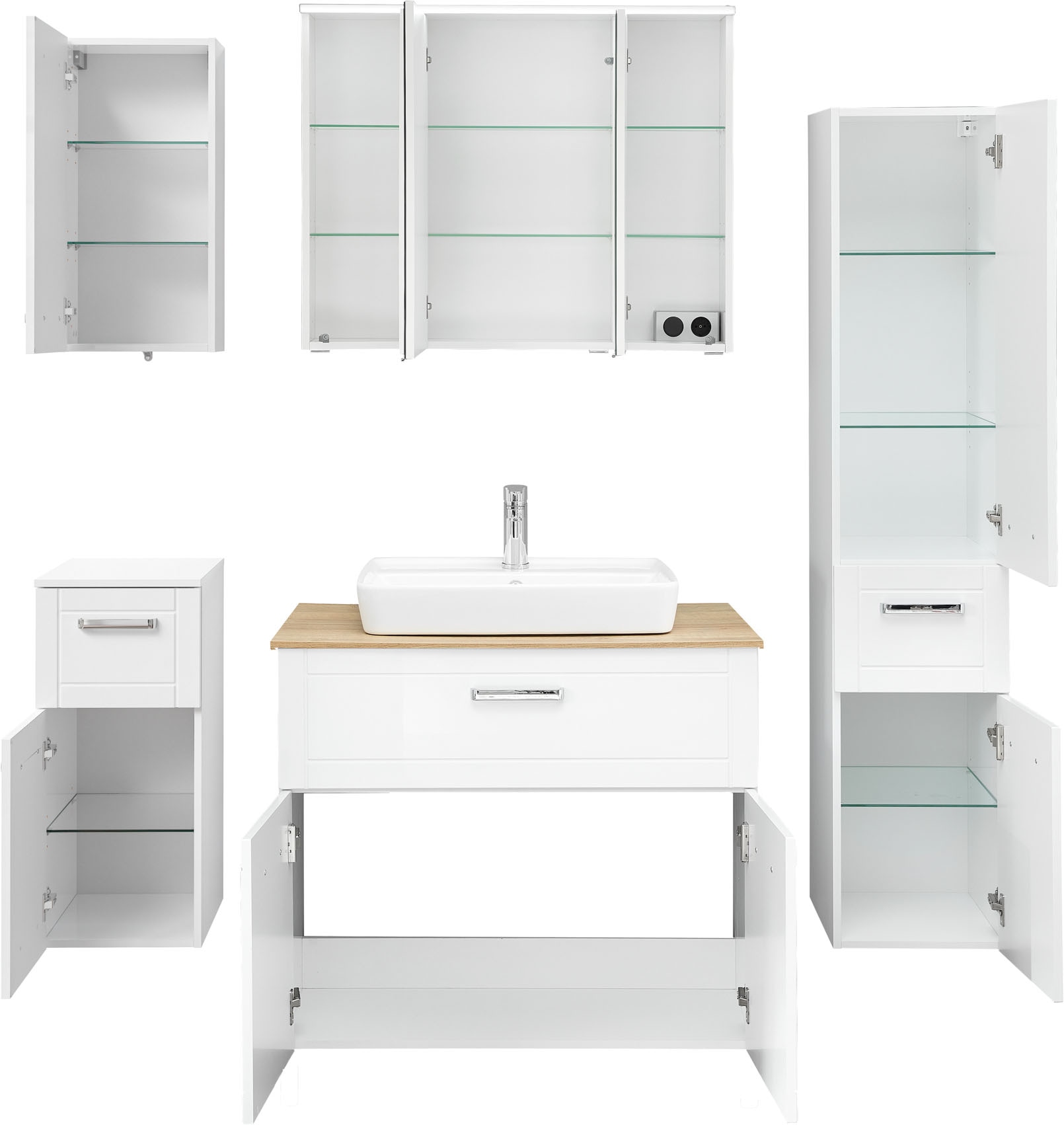 Saphir Badmöbel-Set »Serie 3007,7-teilig, mit Türdämpfern« 7 Stk. tlg.