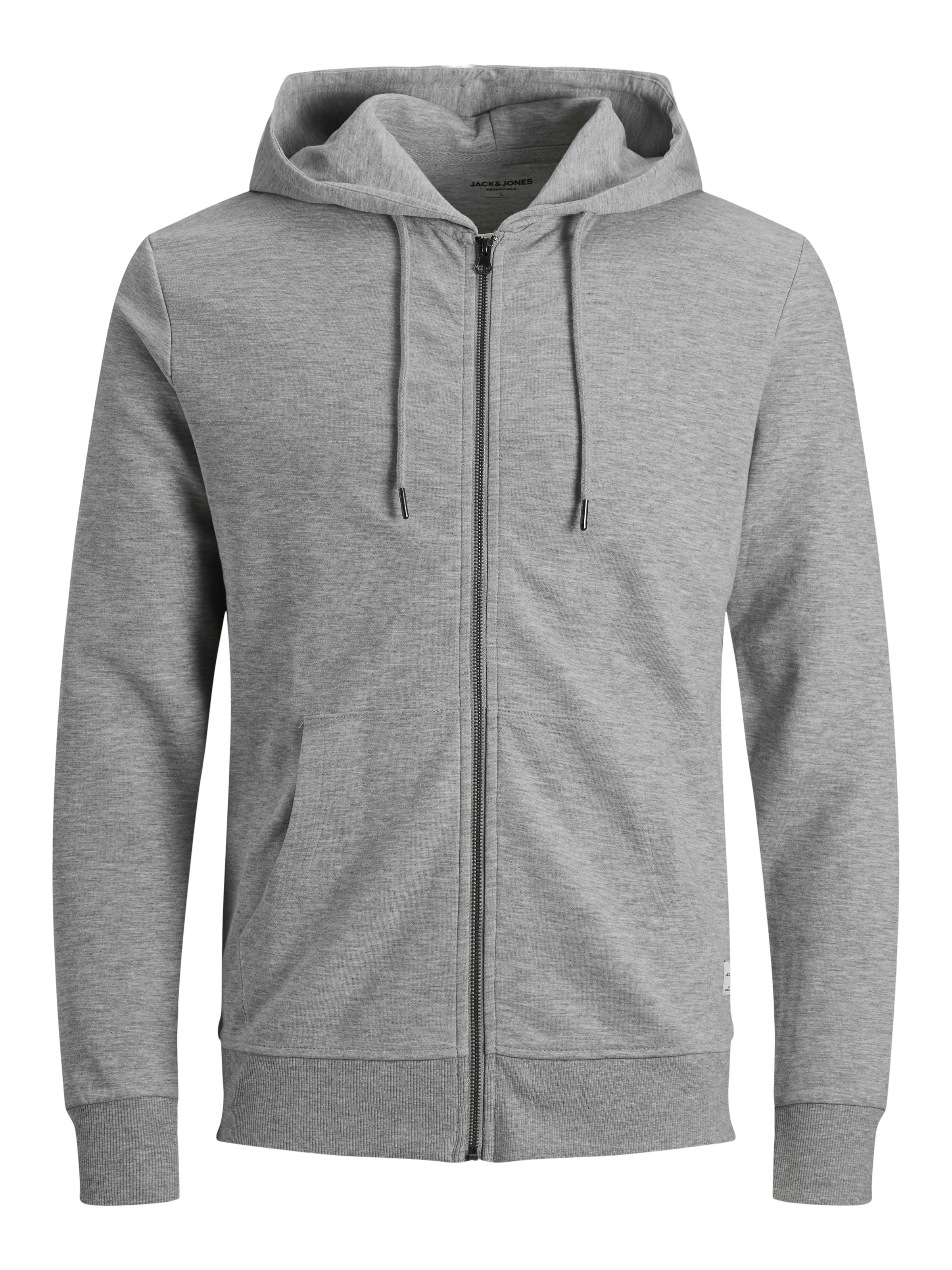 Jack & Jones Kapuzensweatjacke »JJEBASIC Hoodie mit Rippbündchen und angenehmem Tragegefühl«, unifarben, modisch, regular fit, Baumwollmischung, Rundhals
