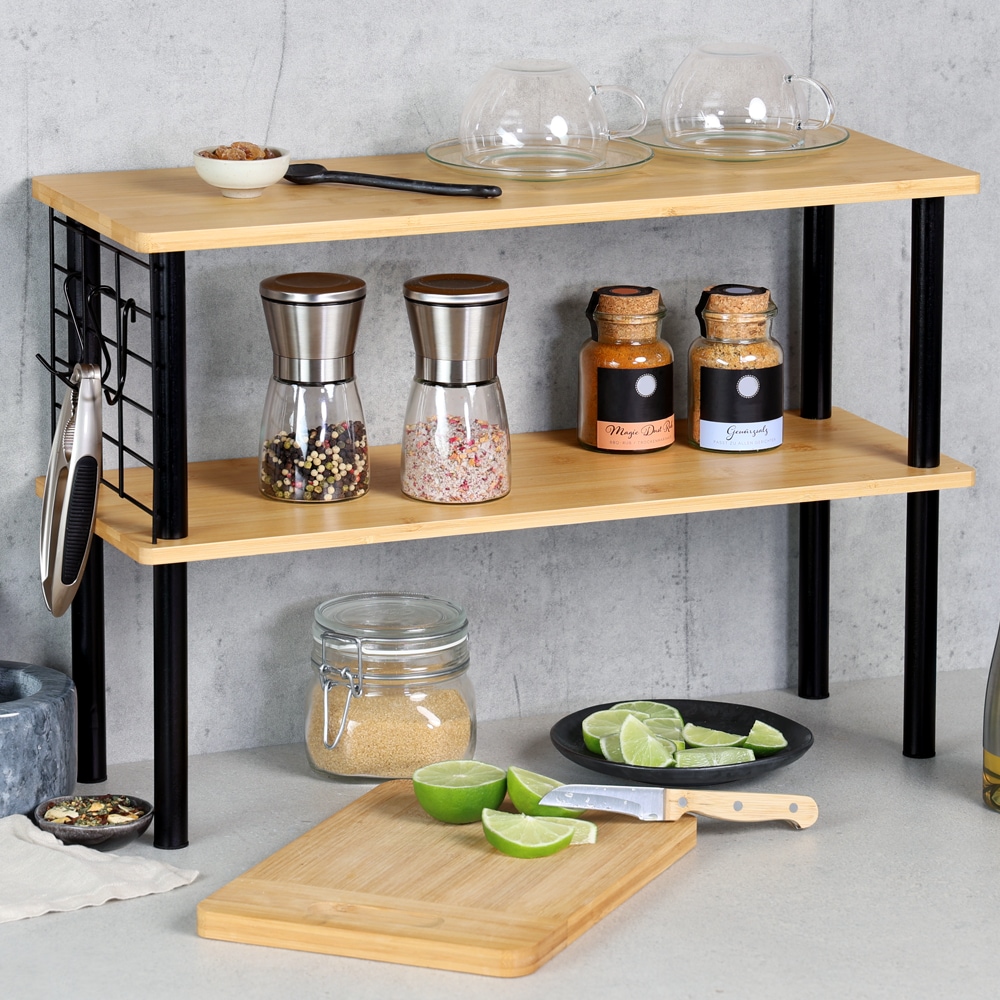 KESPER® Küchenregal »Regal aus Bambus« 1 Stk. tlg. mit Drahtgitter zum Aufhängen von Küchenutensilien