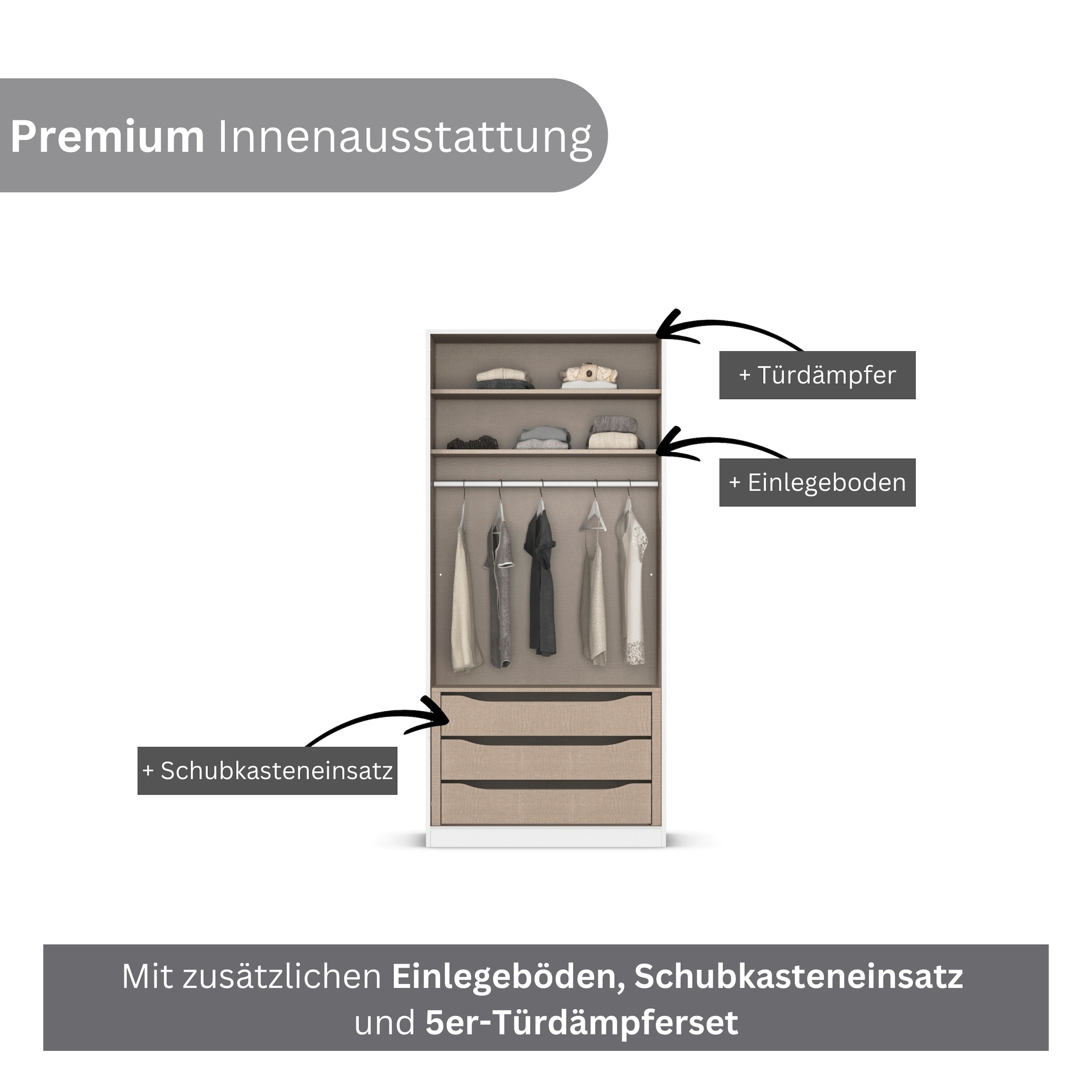 rauch Kleiderschrank »Drehtürenschrank Schrank Garderobe Wäscheschrank Schlafzimmer AVOLA«, (in 3 verschiedenen Ausstattungen BASIC/CLASSIC/PREMIUM), mit hochwertigen Stangengriffen in Schwarz aus Metall MADE IN GERMANY