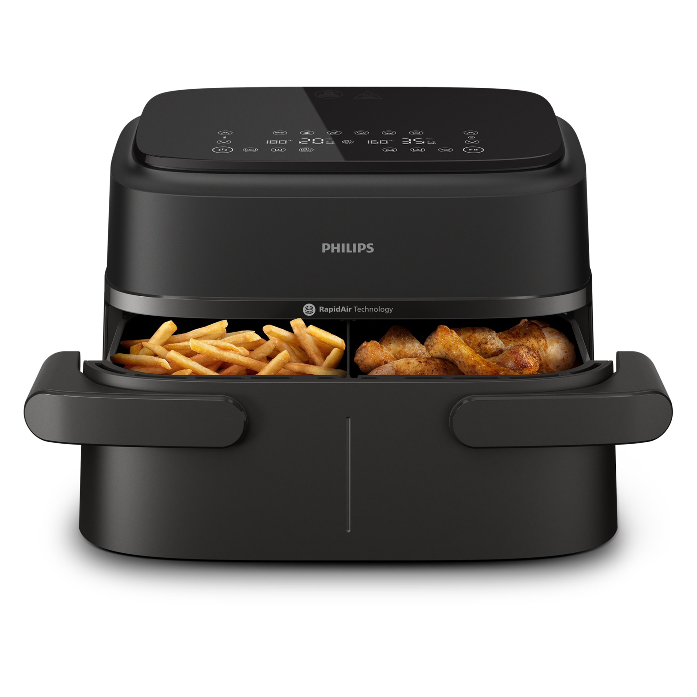 Philips Heißluftfritteuse »Airfryer 1000 Flexible Basket NA150/00, zwei Körbe mit 7.1L« 2450 W RapidAir Technologie und 10 Kochfunktionen; Schwarz