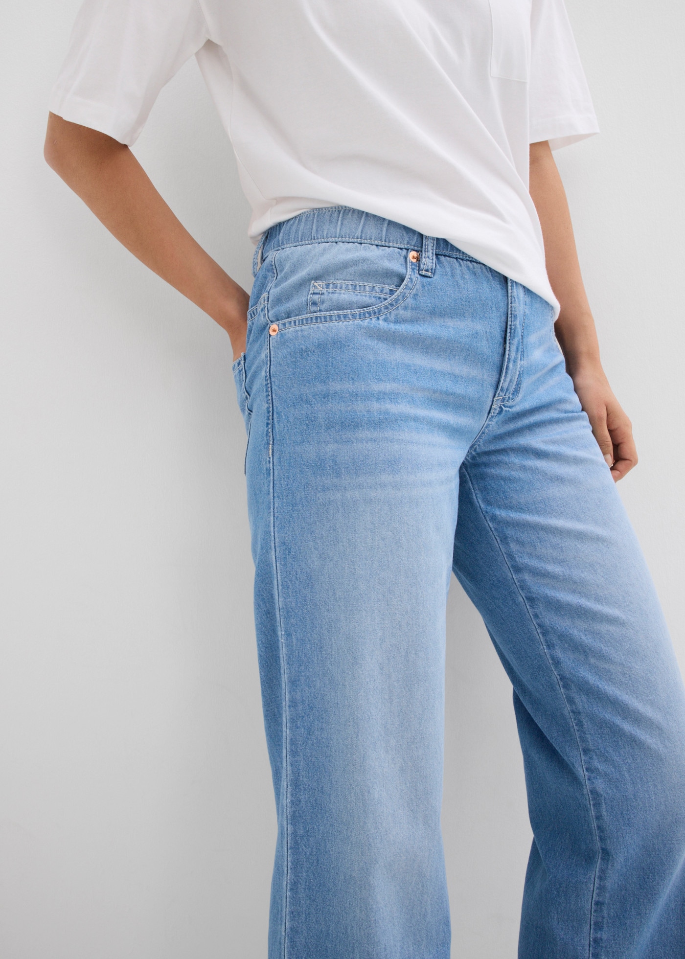 bonprix Straight-Jeans gerader Schnitt, Mid Waist, Cropped-Länge, Regular Fit
