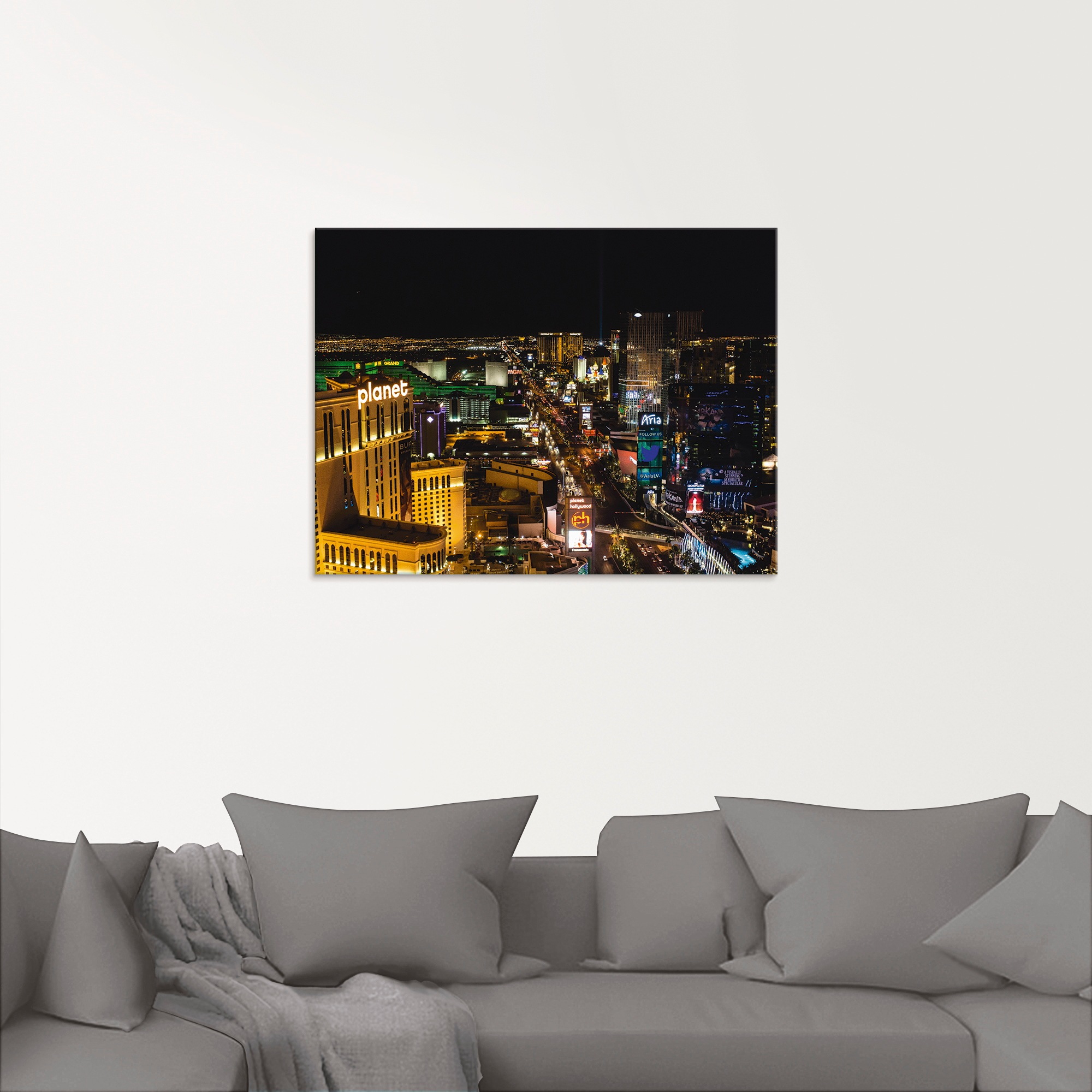 Artland Glasbild »Las Vegas bei Nacht«, Amerika, (1 St.), in verschiedenen Größen