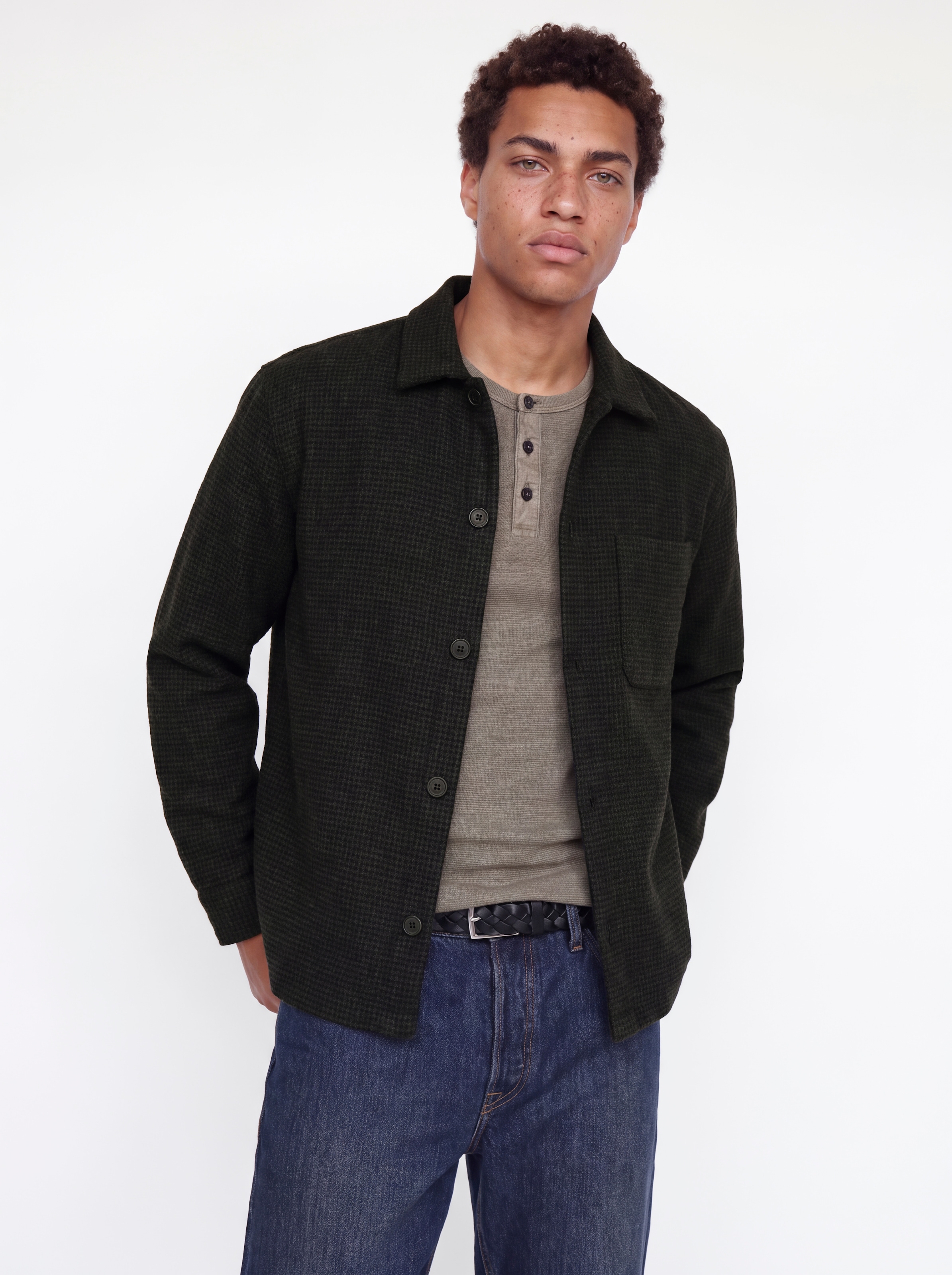 Jack & Jones Langarmhemd »JJESOHO OLLIE OVERSHIRT LS SN« Materialmix, locker geschnitten