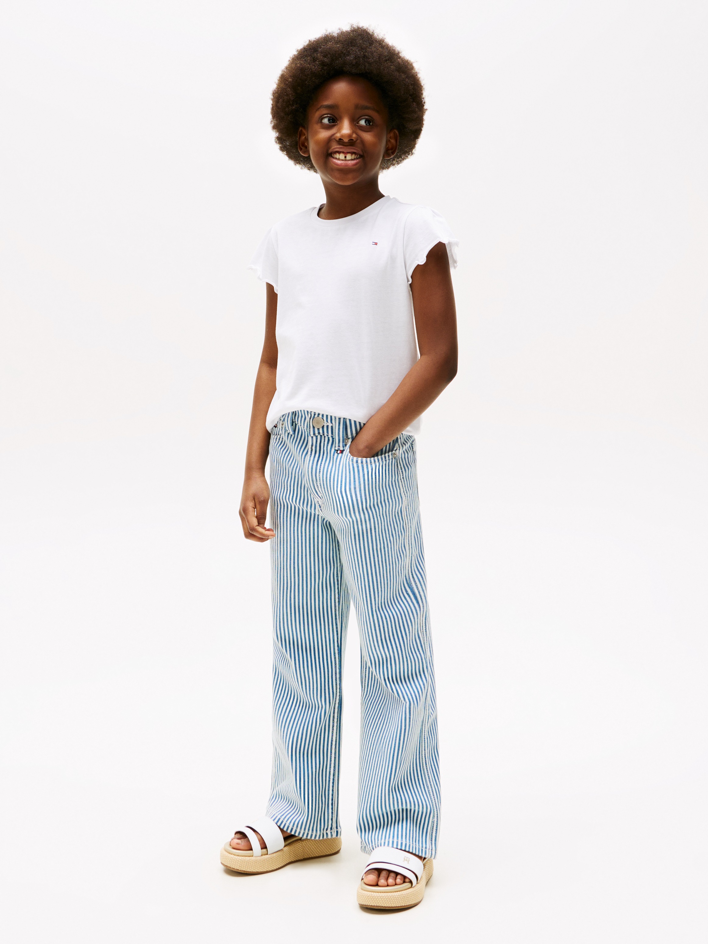 Tommy Hilfiger T-Shirt »ESSENTIAL RUFFLE SLEEVE TOP«, mit gewelltem Ärmelabschluss