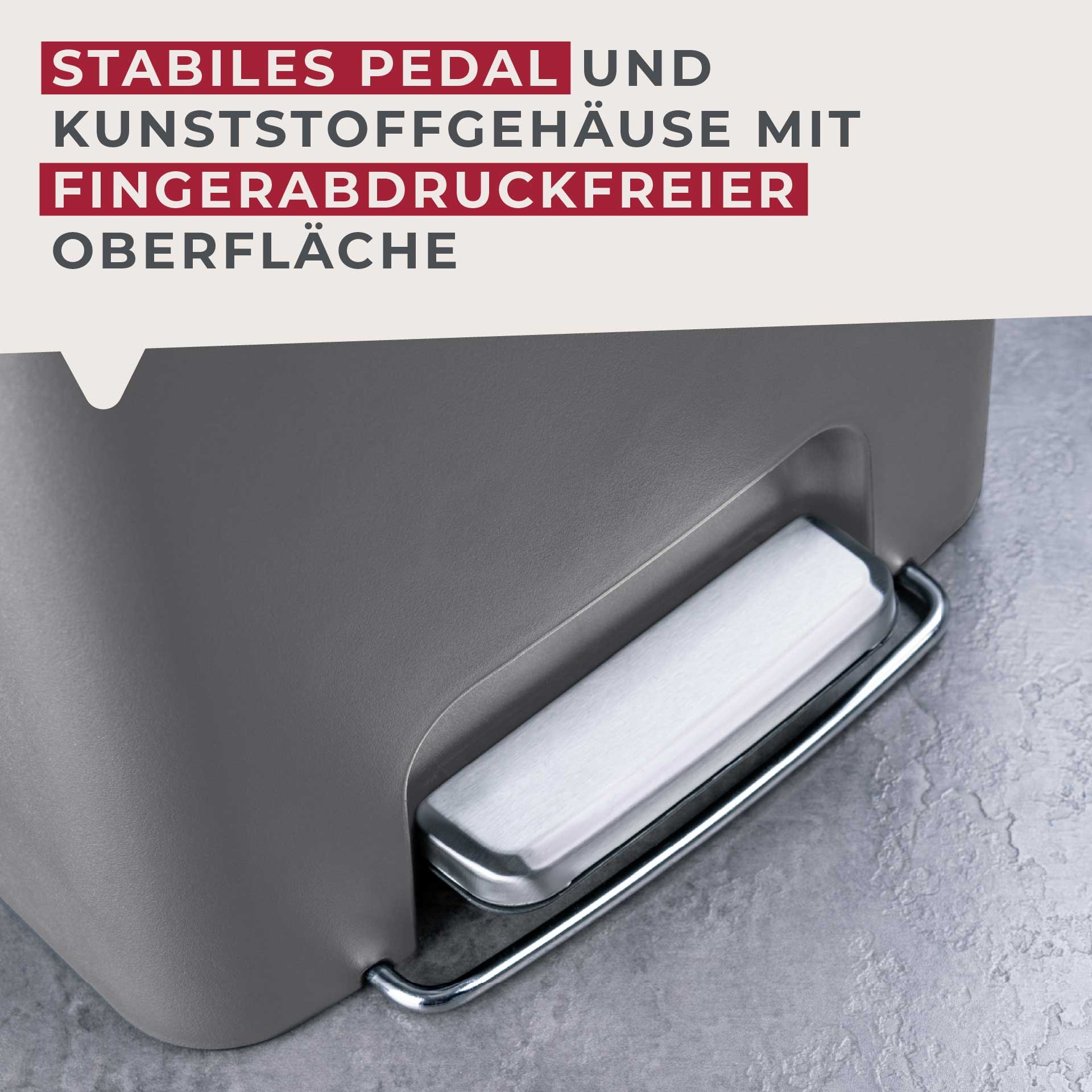 FACKELMANN Mülleimer »SEATTLE, Pedal-Abfalleimer 45L« 1 Behälter stilvoller Mülleimer mit Soft-Close System & robustem Pedal