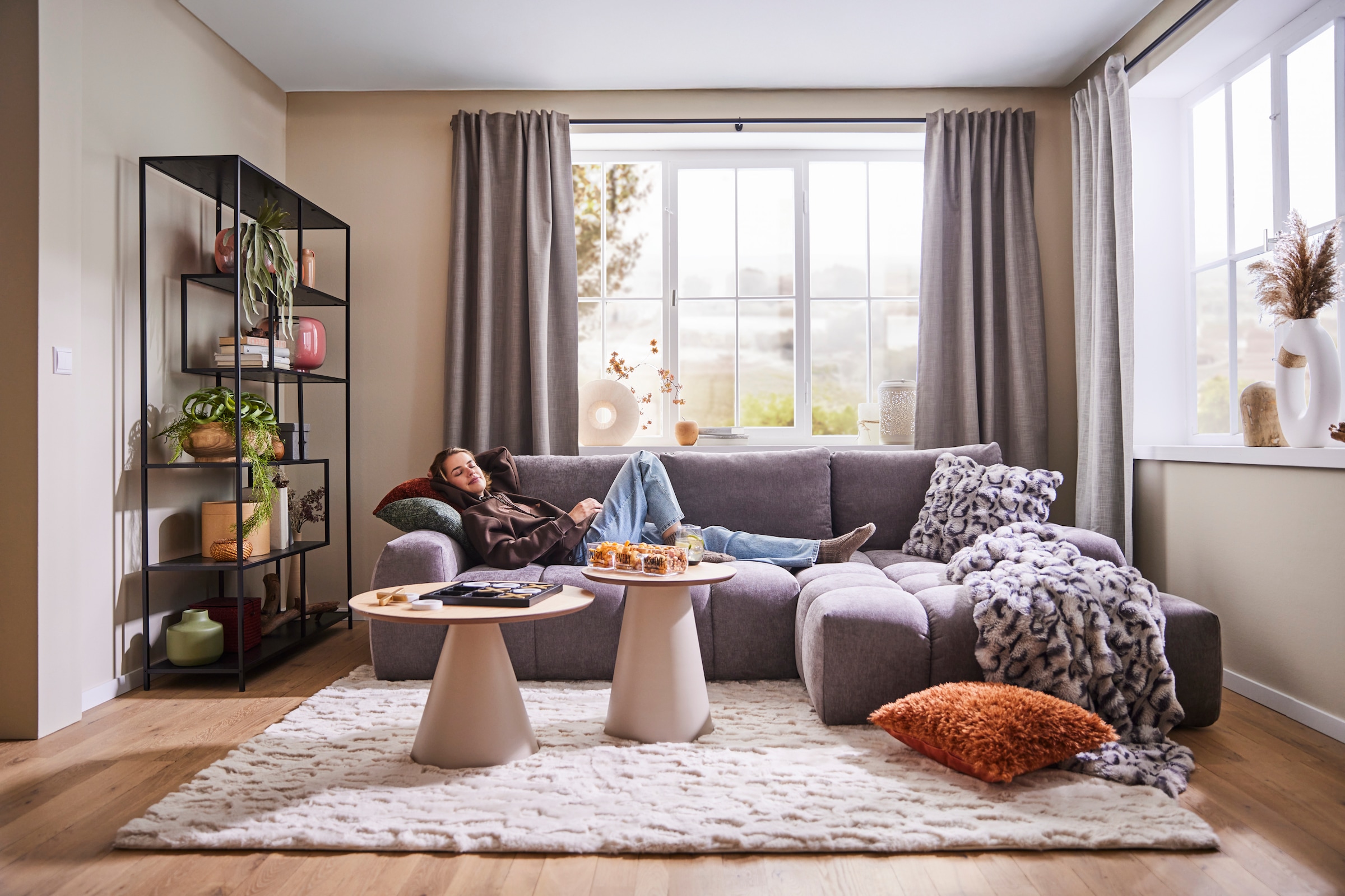 INOSIGN Ecksofa »AZITA klein optionale Schlafsofa mit Bettkasten, B/T/H: 270/166,5/84cm«, L-Form mit Wellenunterfederung, Bubble-Optik