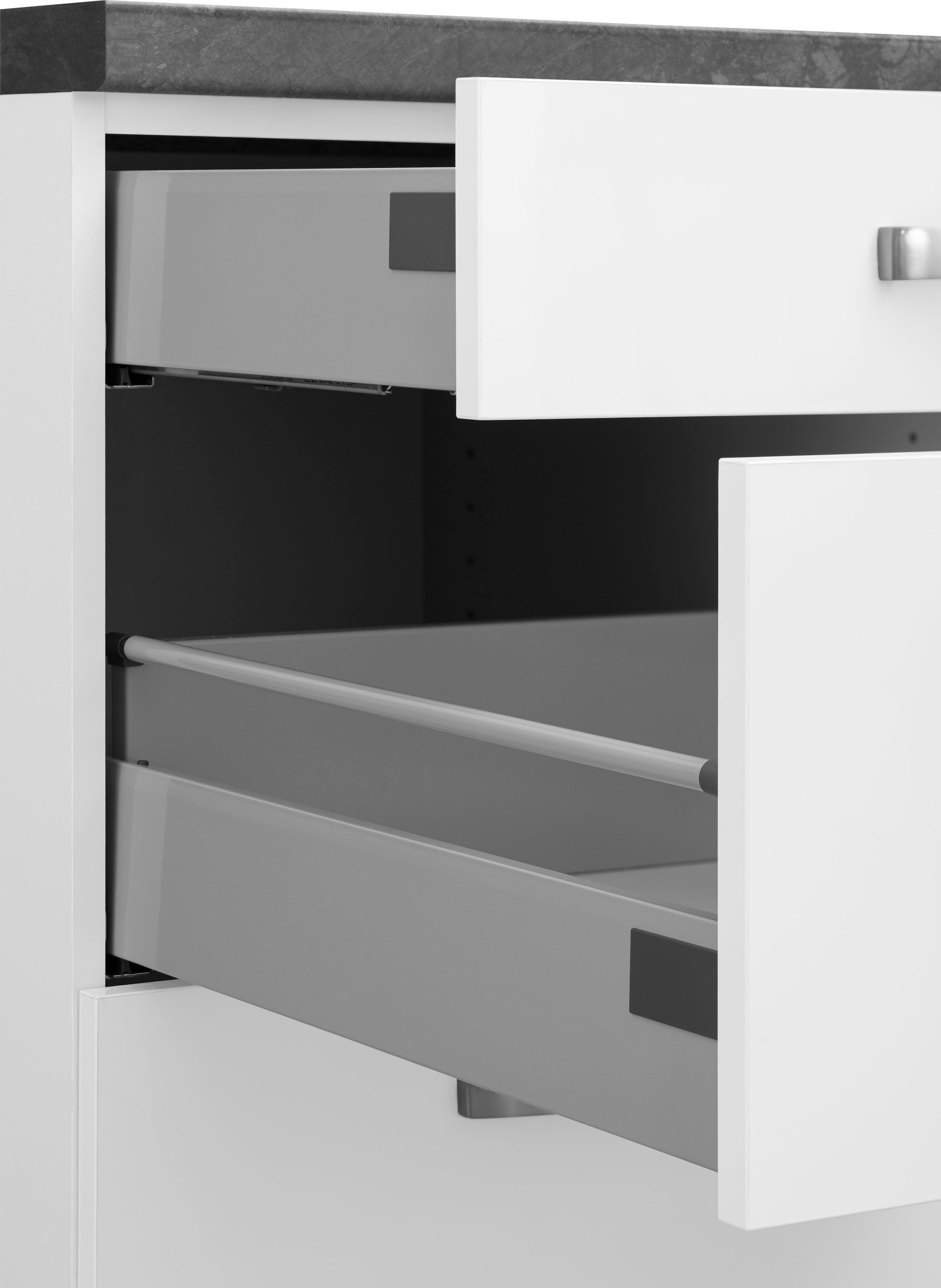 OPTIFIT Küchenzeile »Cara mit Hanseatic E-Geräten«, Breite 400 cm, Induktionskochfeld, Soft-Close-Funktion, Vollauszüge