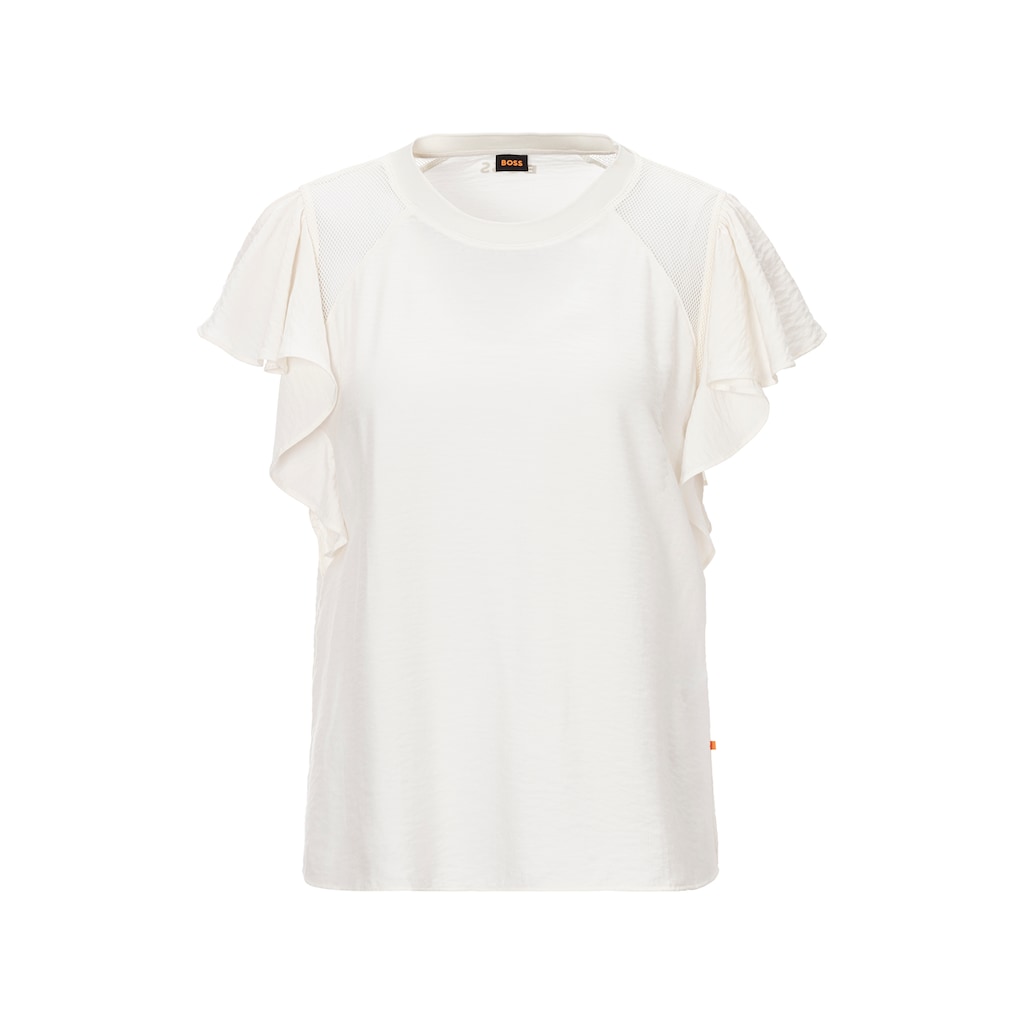 BOSS ORANGE Shirtbluse »C_Benissa Premium Damenmode«, mit Volant und Netzeinsätzen