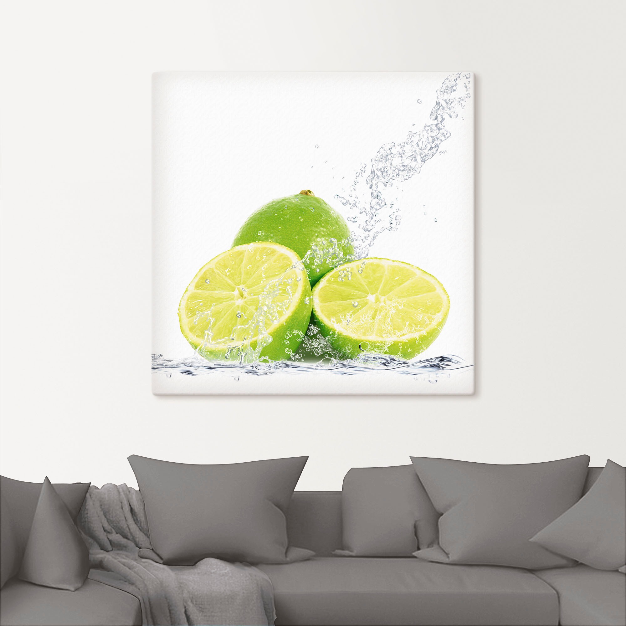 Artland Wandbild »Limette mit Spritzwasser«, Lebensmittel, (1 St.), als Leinwandbild, Poster, Wandaufkleber in verschied. Größen