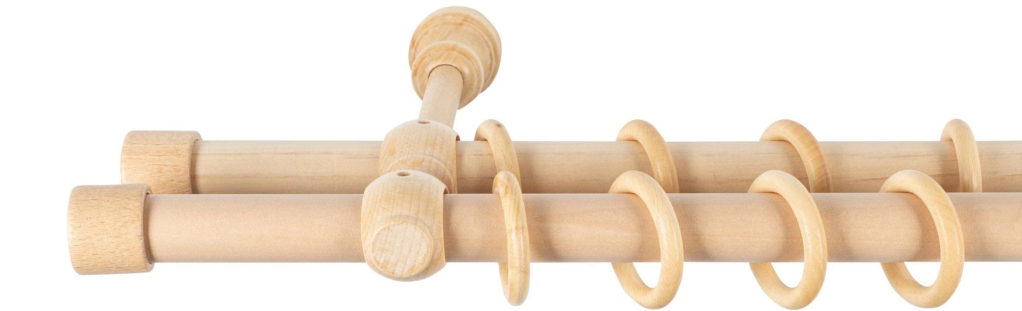 SN DECO GROUP Gardinenstange »Cafiro«, 2 läufig-läufig, Fixmaß, 28 mm, Holz, verschiedene Längen und Farben, Komplettset