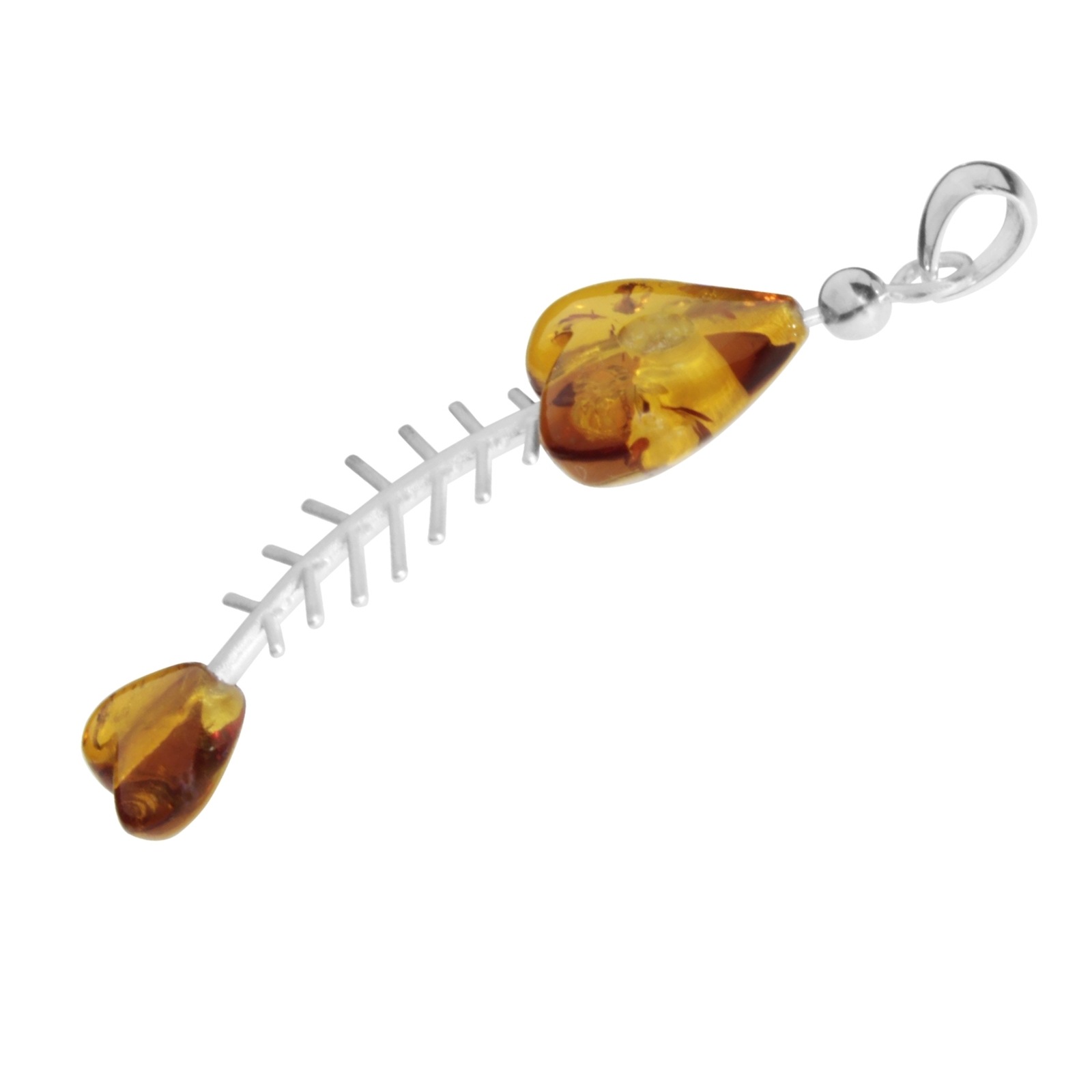 OSTSEE-SCHMUCK Kettenanhänger »- Fisch 60 mm - Silber 925/000 - Bernstein«